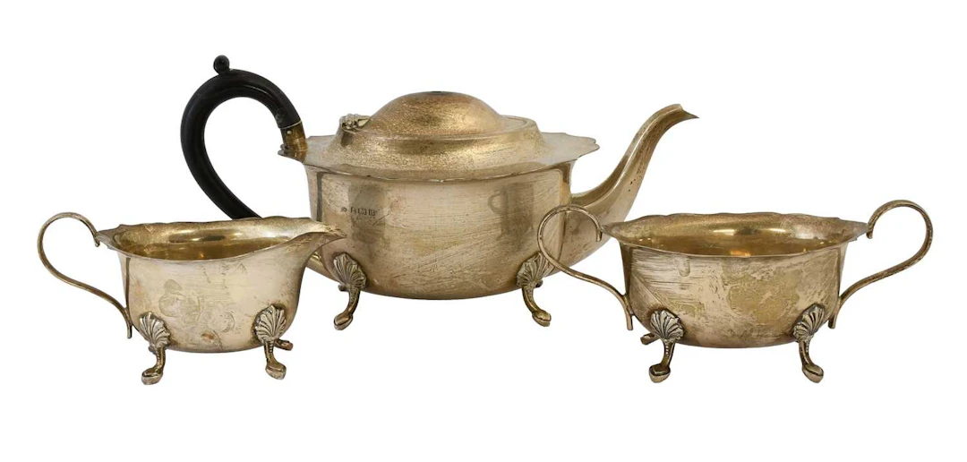 A Three-Piece George VI Silver Tea-Service, by, Elkington and Co.