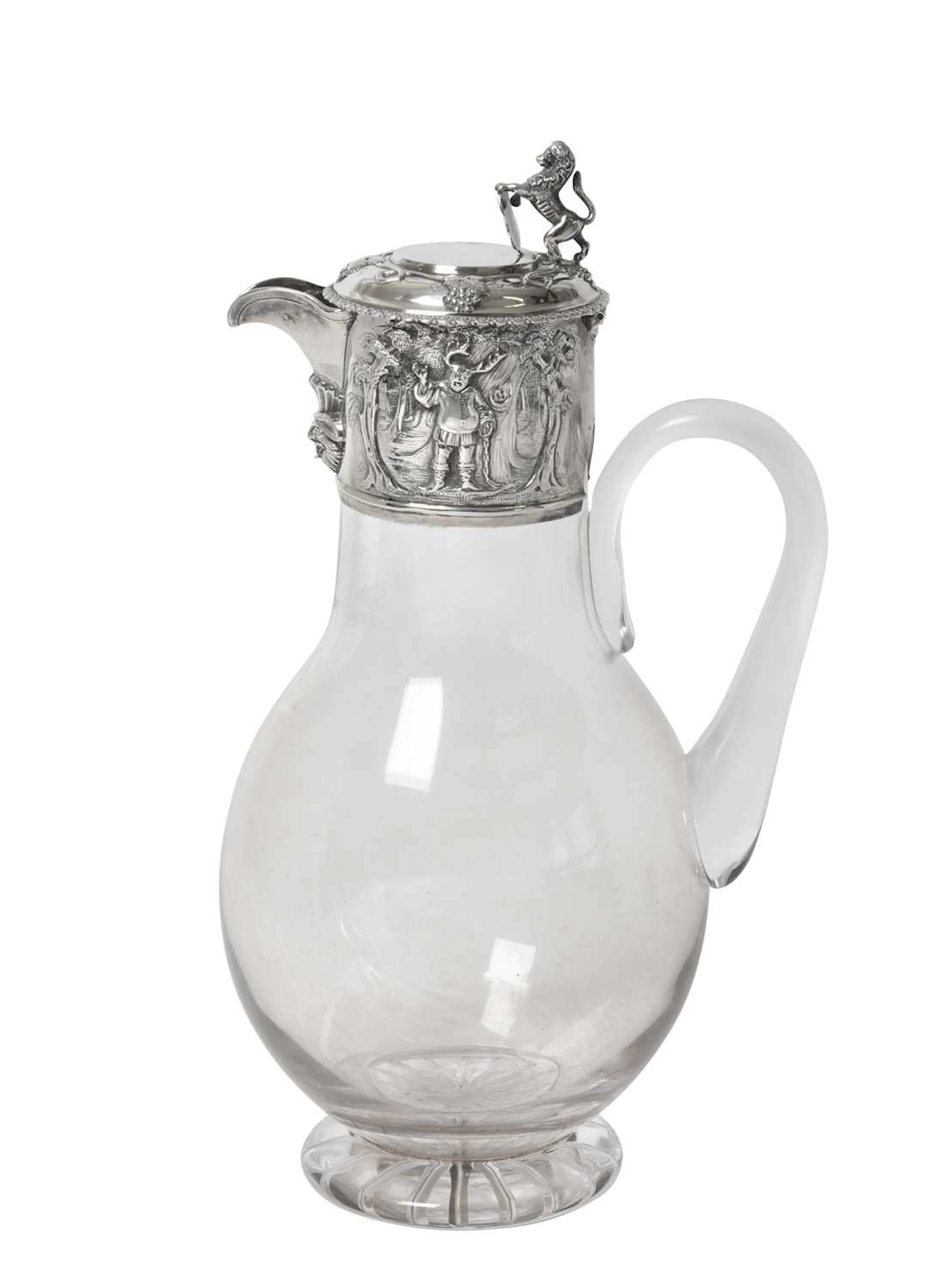 A Victorian Silver-Mounted Glass Claret-Jug by John Wilmin Figg, London