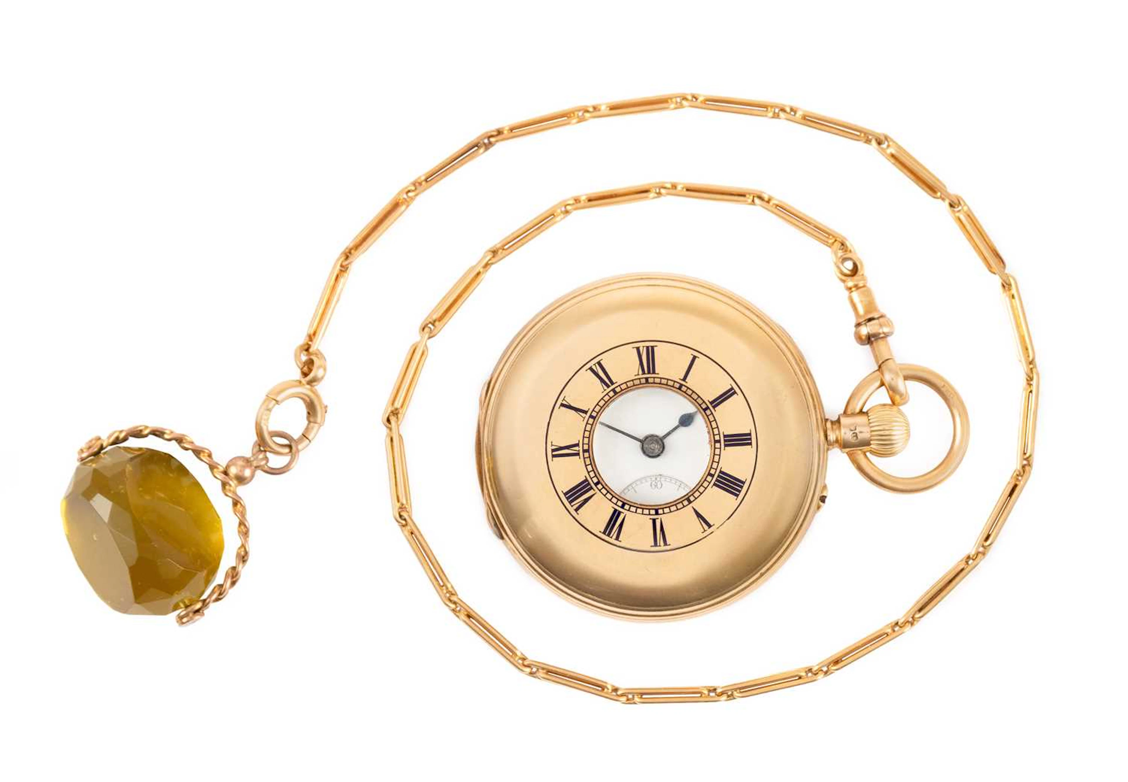 An 18 Carat Gold Half Hunter Pocket Watch, signed Army & Navy Co