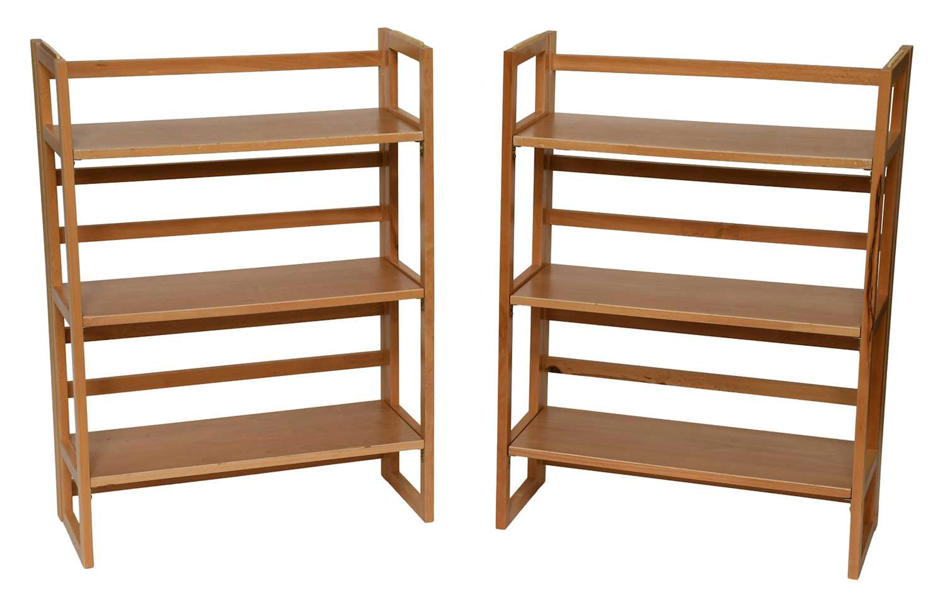 A Pair of Folding and Stacking Three-Tier Book Cases/Stands