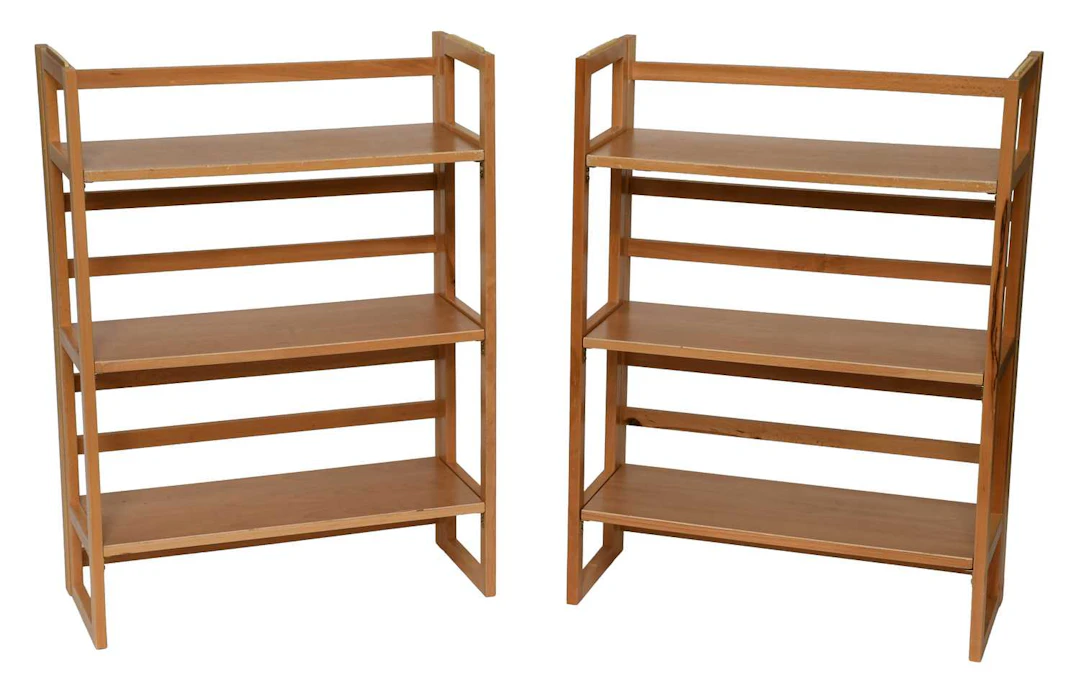 A Pair of Folding and Stacking Three-Tier Book Cases/Stands