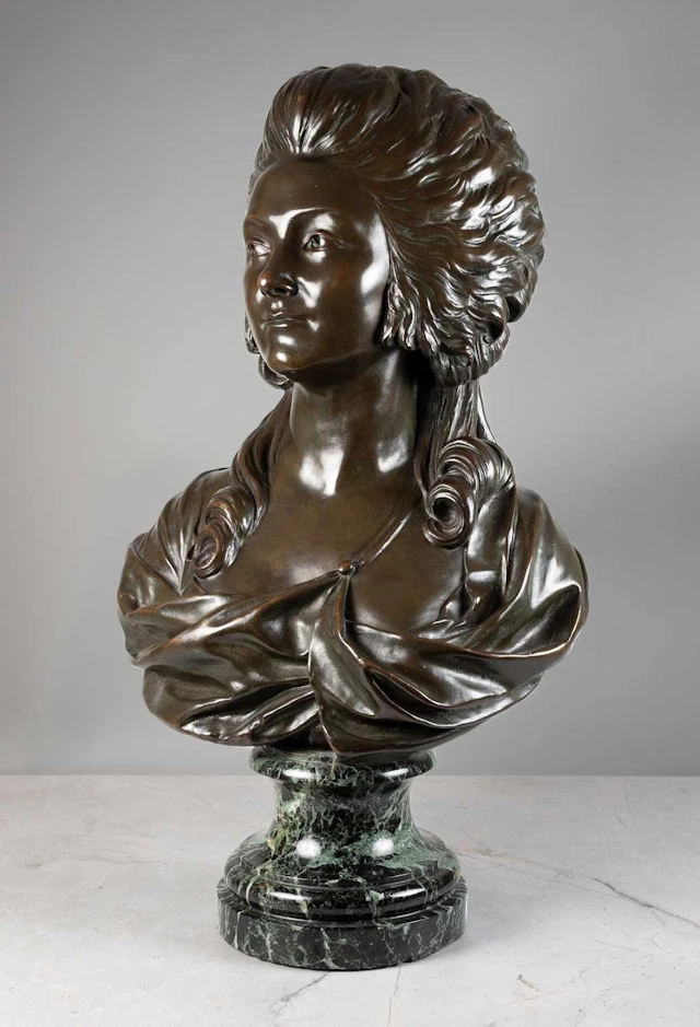 After Augustin Pajou (1730-1809): A Bronze Bust of a Lady, belleved
