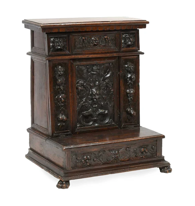 A Late 17th Century Italian Renaissance Carved Walnut Prie Dieu or Credenza