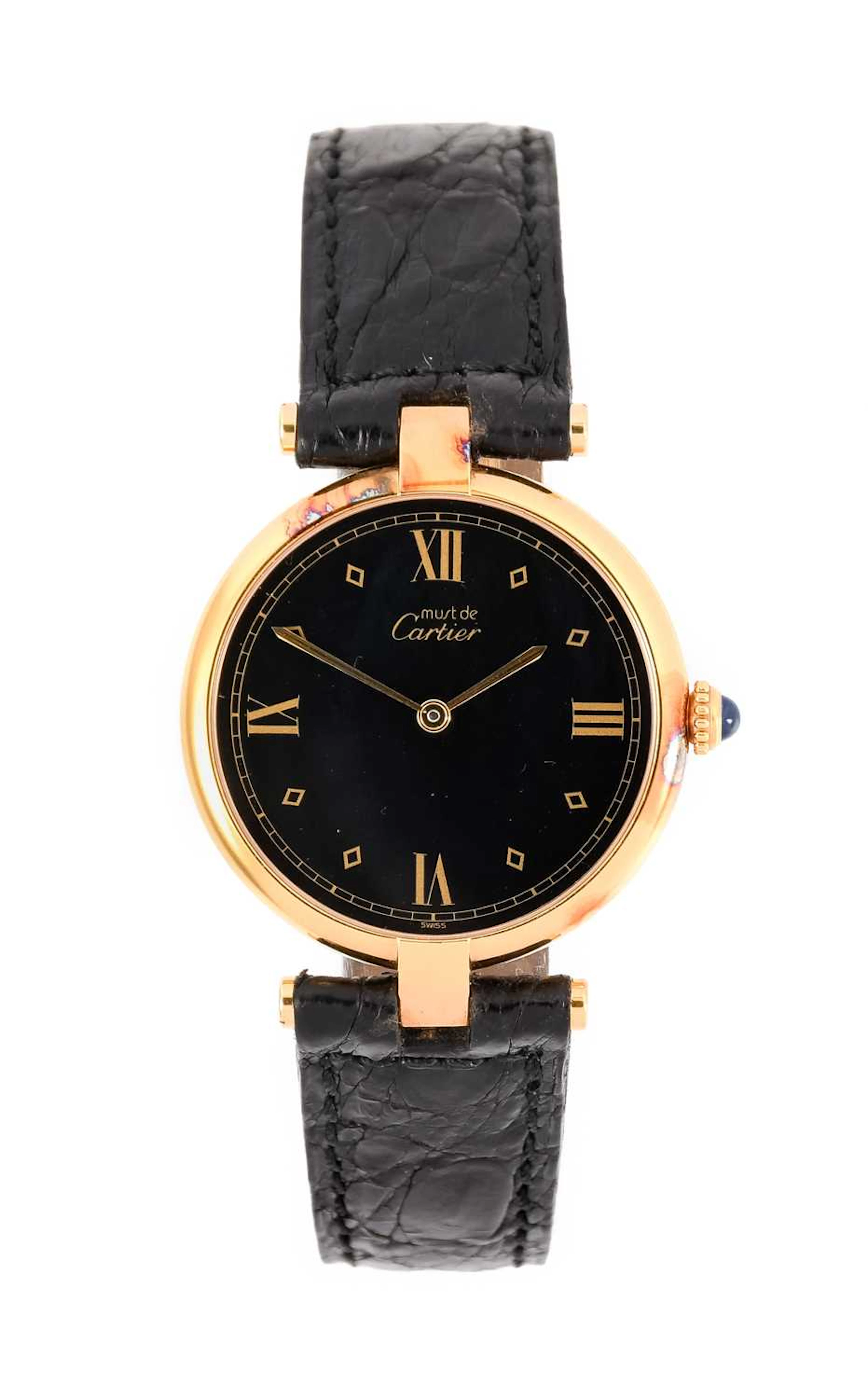 Cartier: A Lady's Silver Plated Wristwatch, signed Must de Cartier