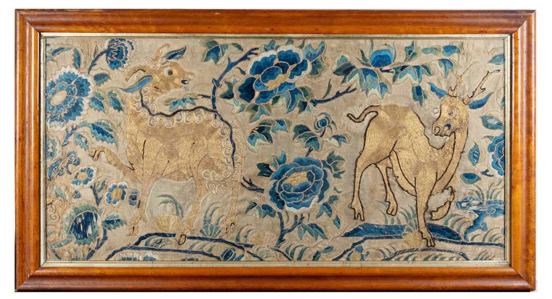 A Chinese Embroidered Panel, 19th century