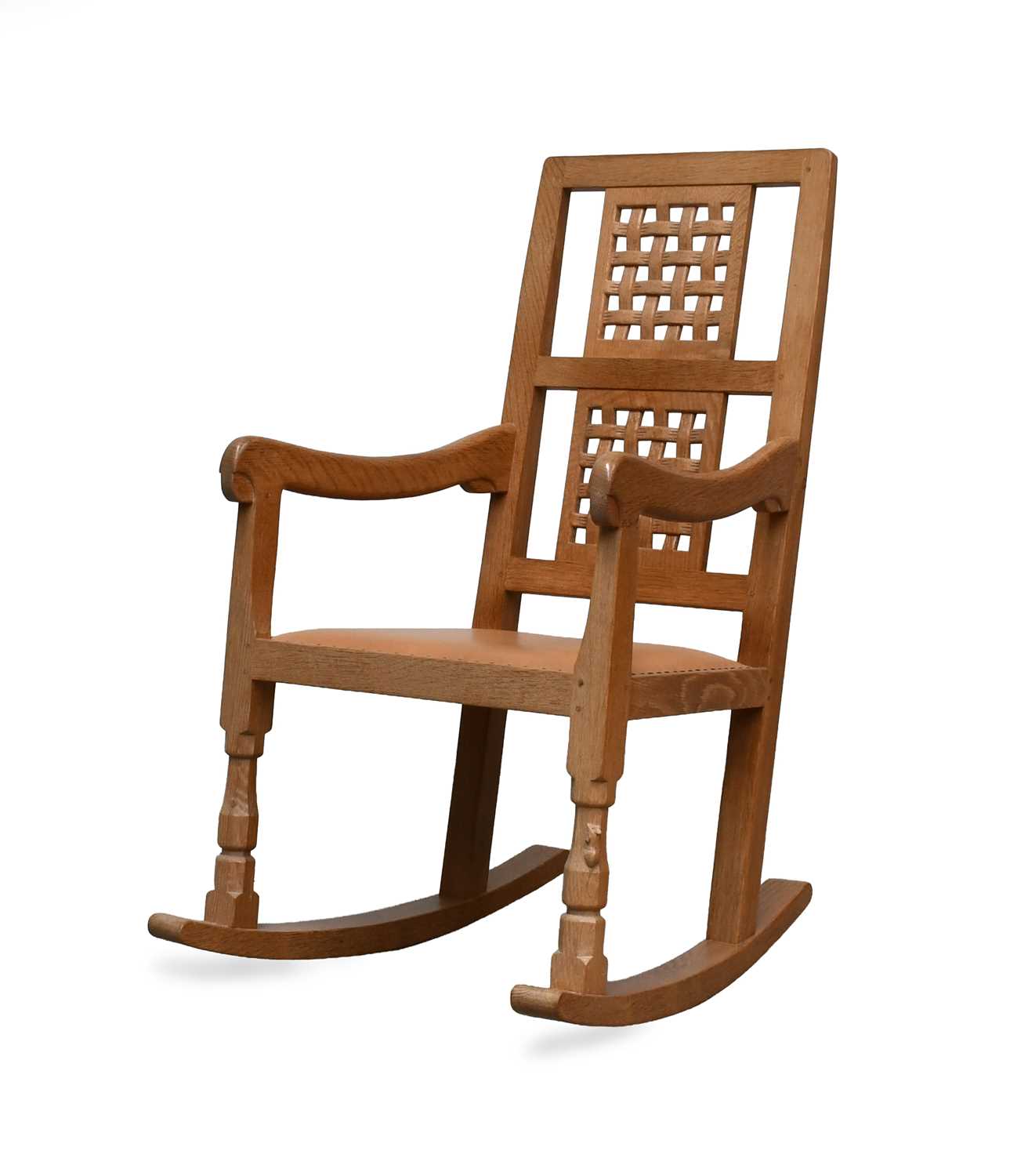 Workshop of Robert Mouseman Thompson (Kilburn):, An English Oak Rocking Chair