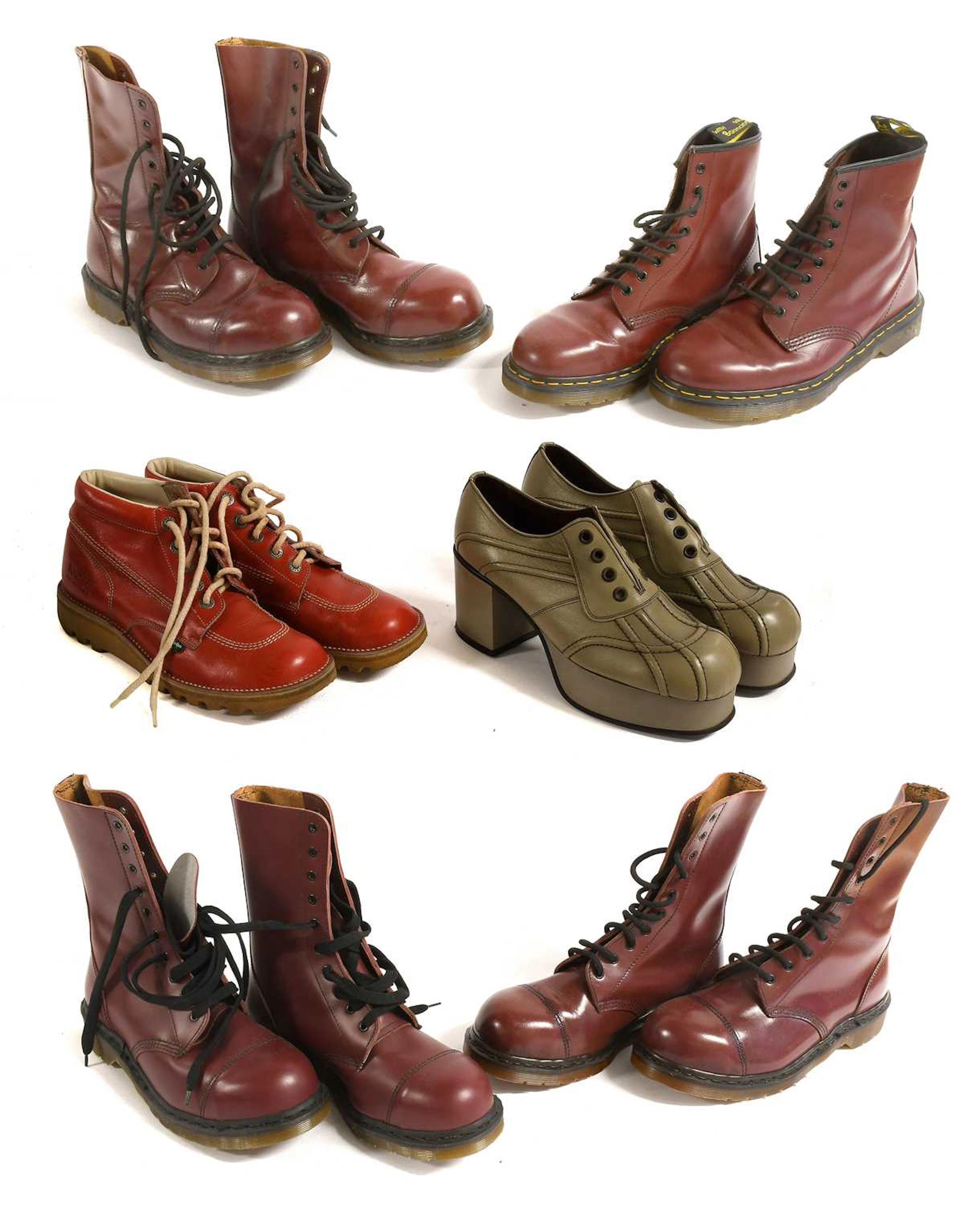 Circa 1960s and Later Gents Shoes, Saxone Zamboka, Dr Marten, Kickers