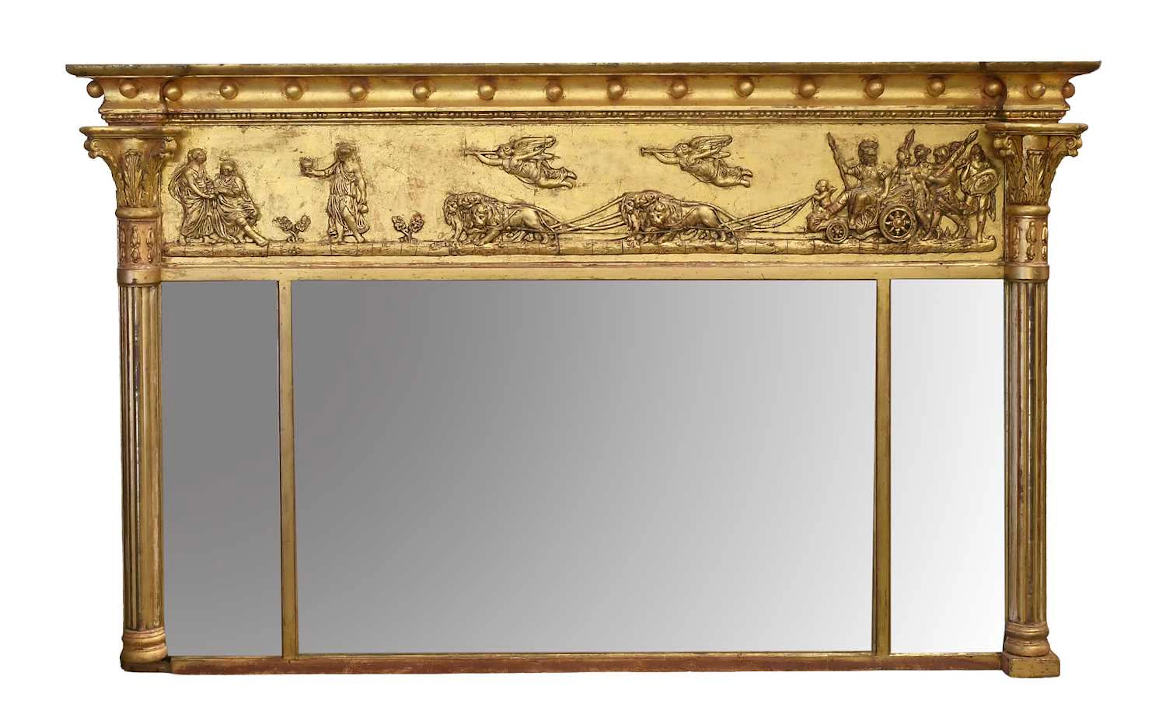 A Regency Gilt and Gesso Overmantel Mirror, early 19th century