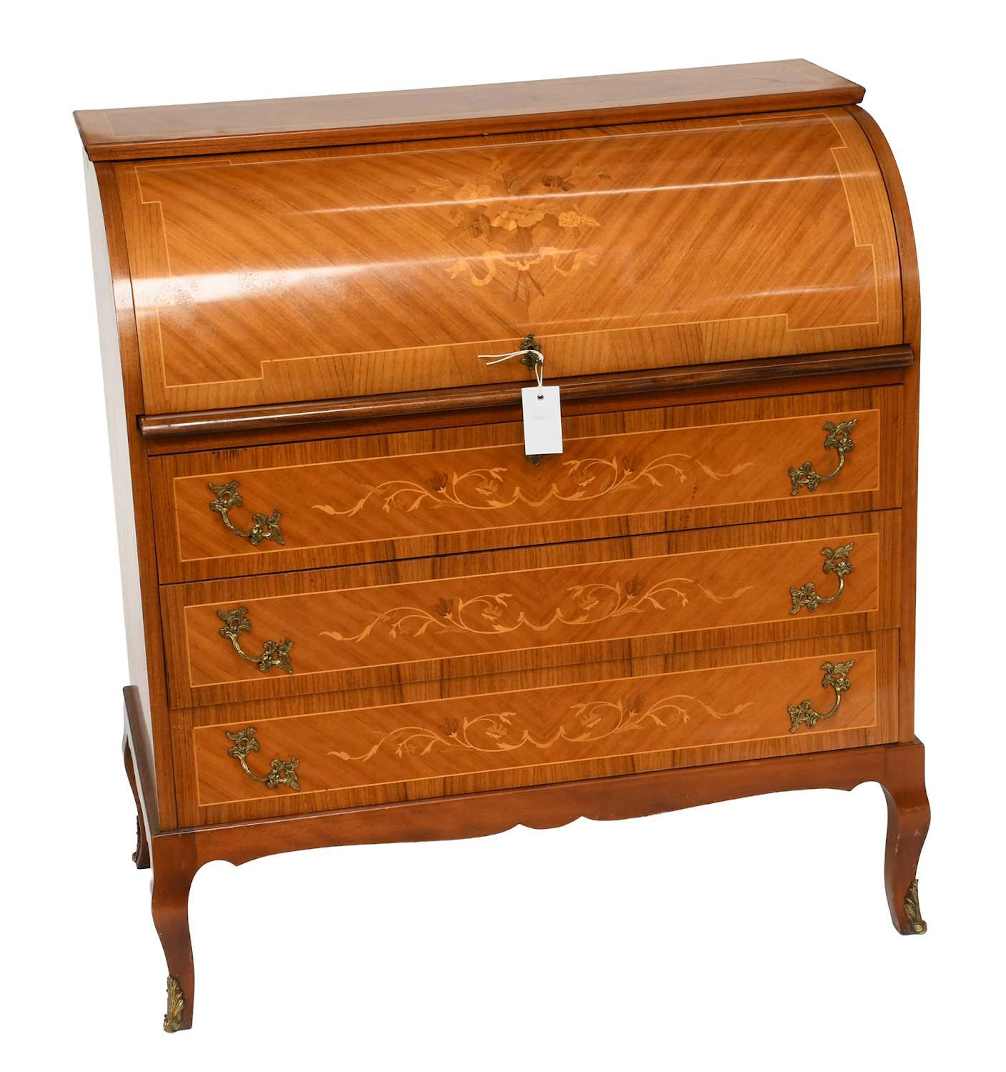 A Continental Kingwood Cylinder Bureau, 20th century