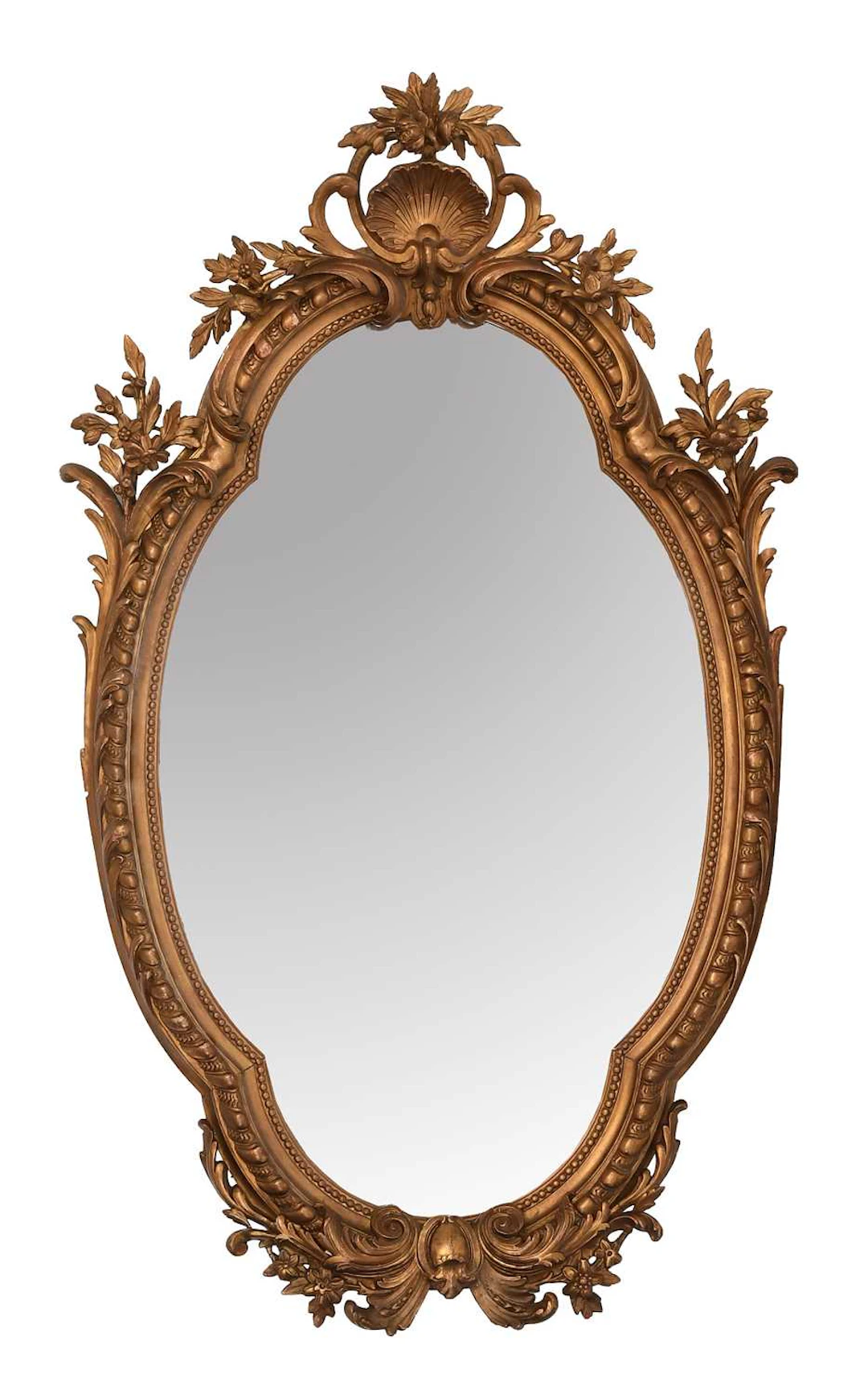 A Victorian Carved Giltwood and Composition Bevelled Glass Mirror