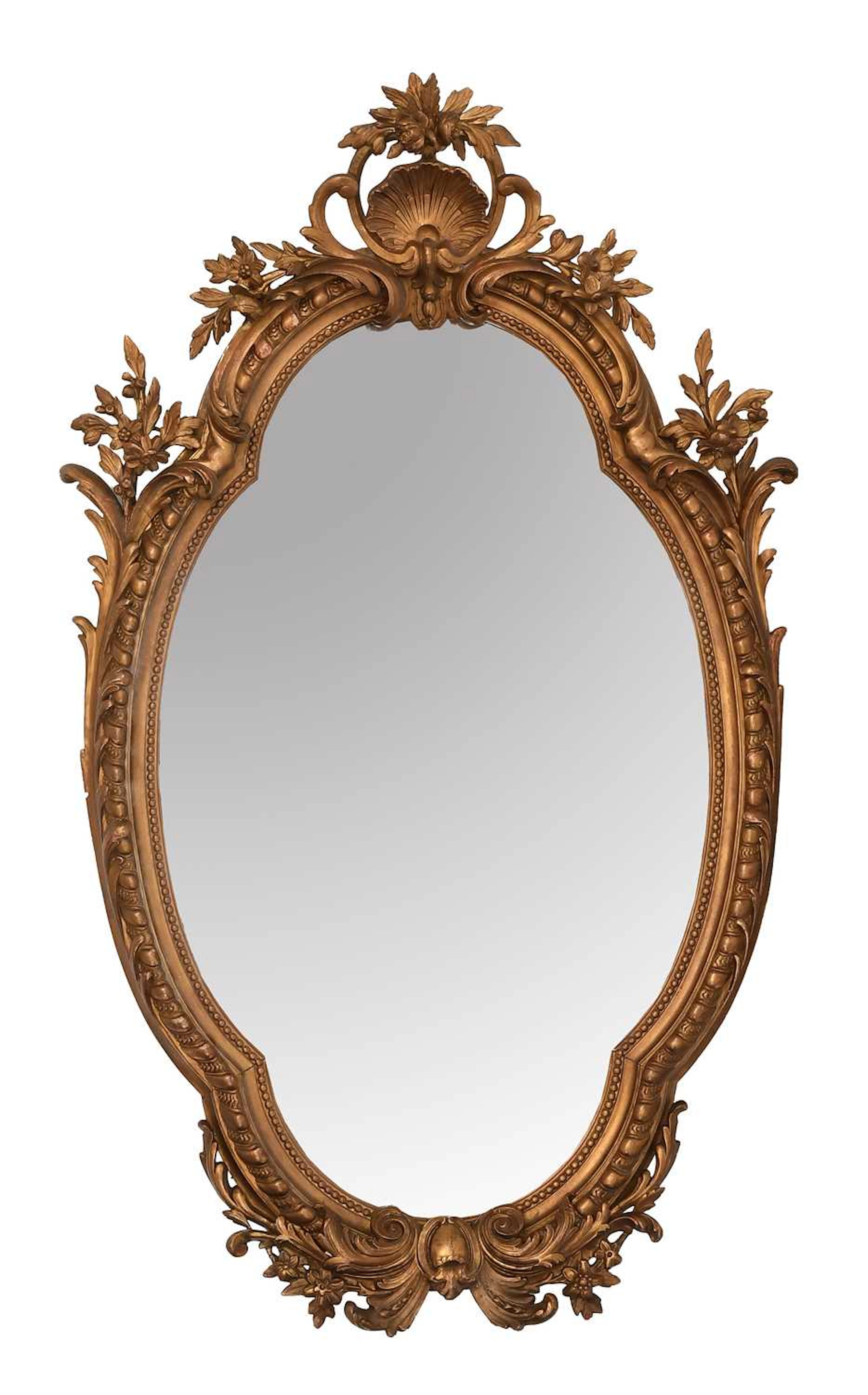 A Victorian Carved Giltwood and Composition Bevelled Glass Mirror