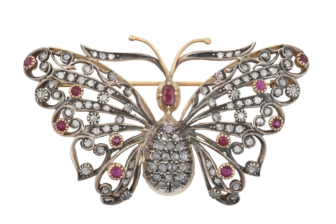A Ruby and Diamond Butterfly Brooch