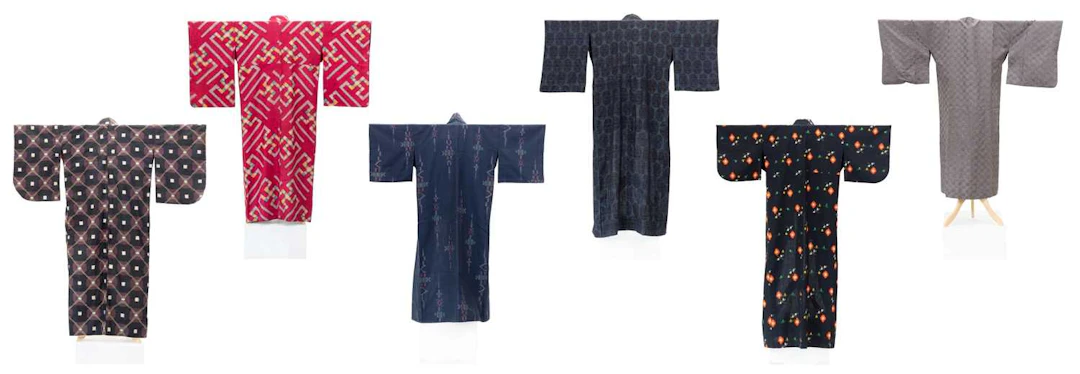 Five 20th Century Japanese Women's Kimonos, Unusual Japanese Domestic