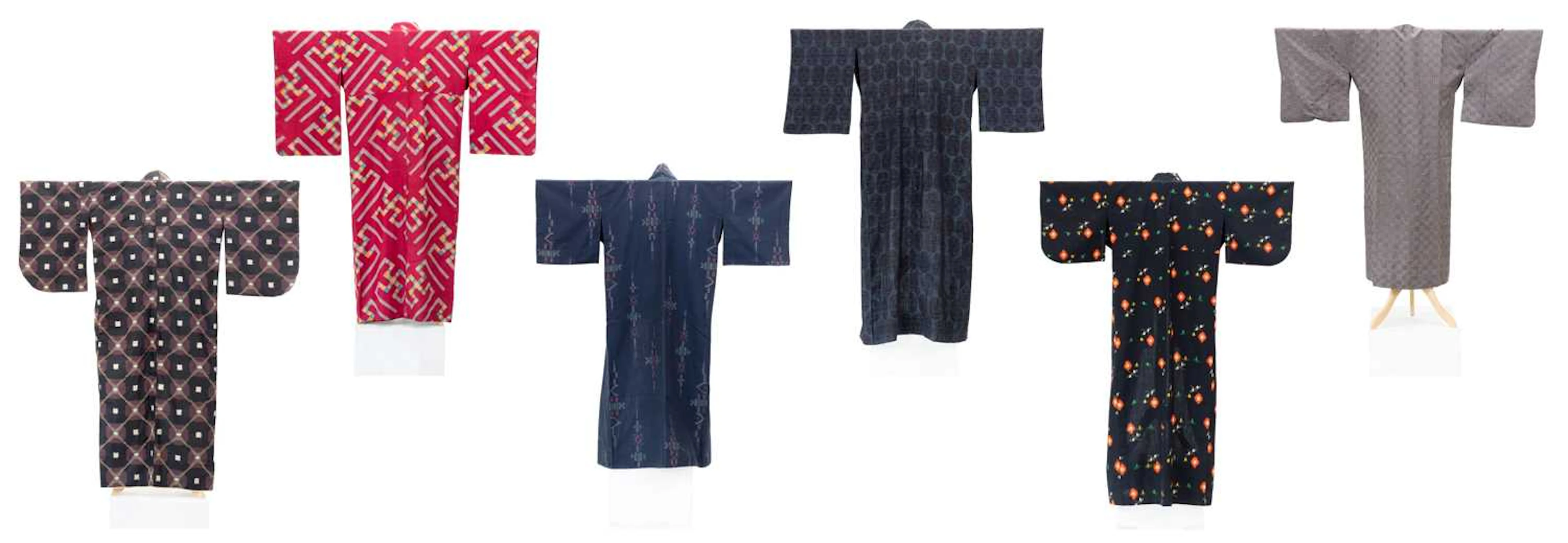 Five 20th Century Japanese Women's Kimonos, Unusual Japanese Domestic