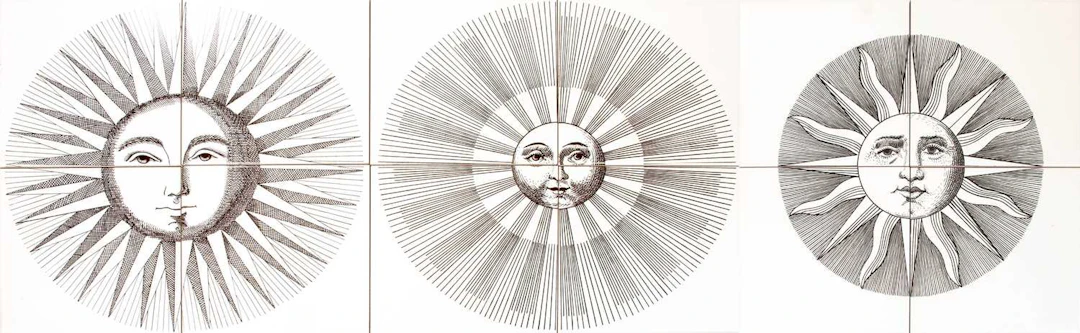 Three Sets of Four Ceramica Bardelli 13cm Tiles, designed by Piro Fornasetti