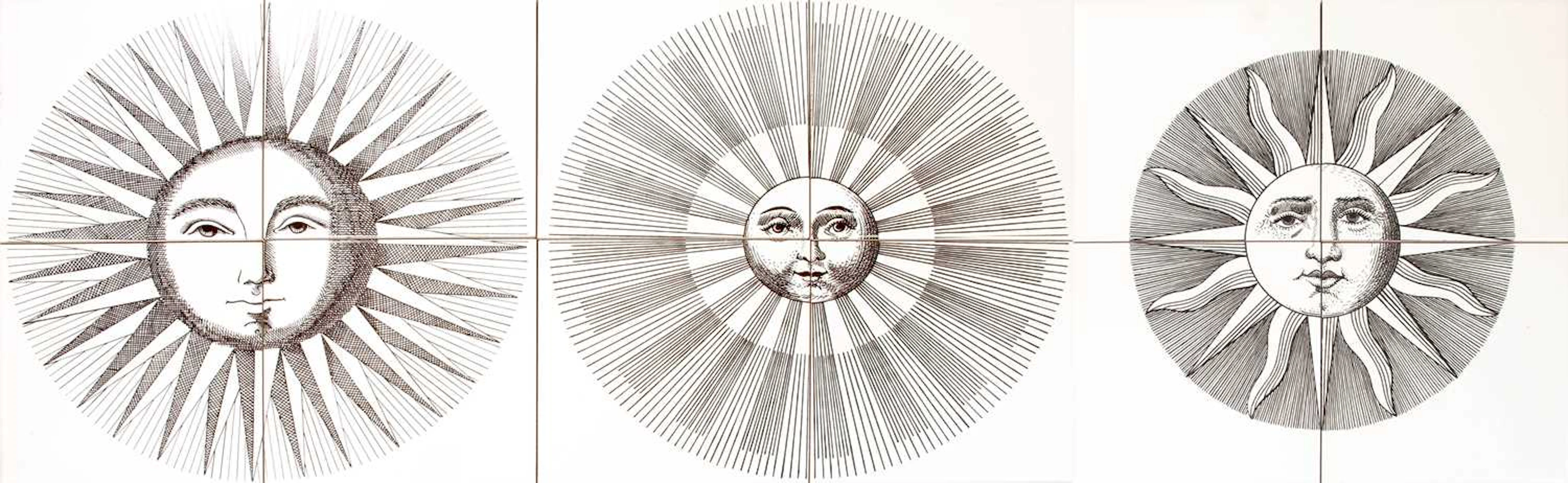 Three Sets of Four Ceramica Bardelli 13cm Tiles, designed by Piro Fornasetti