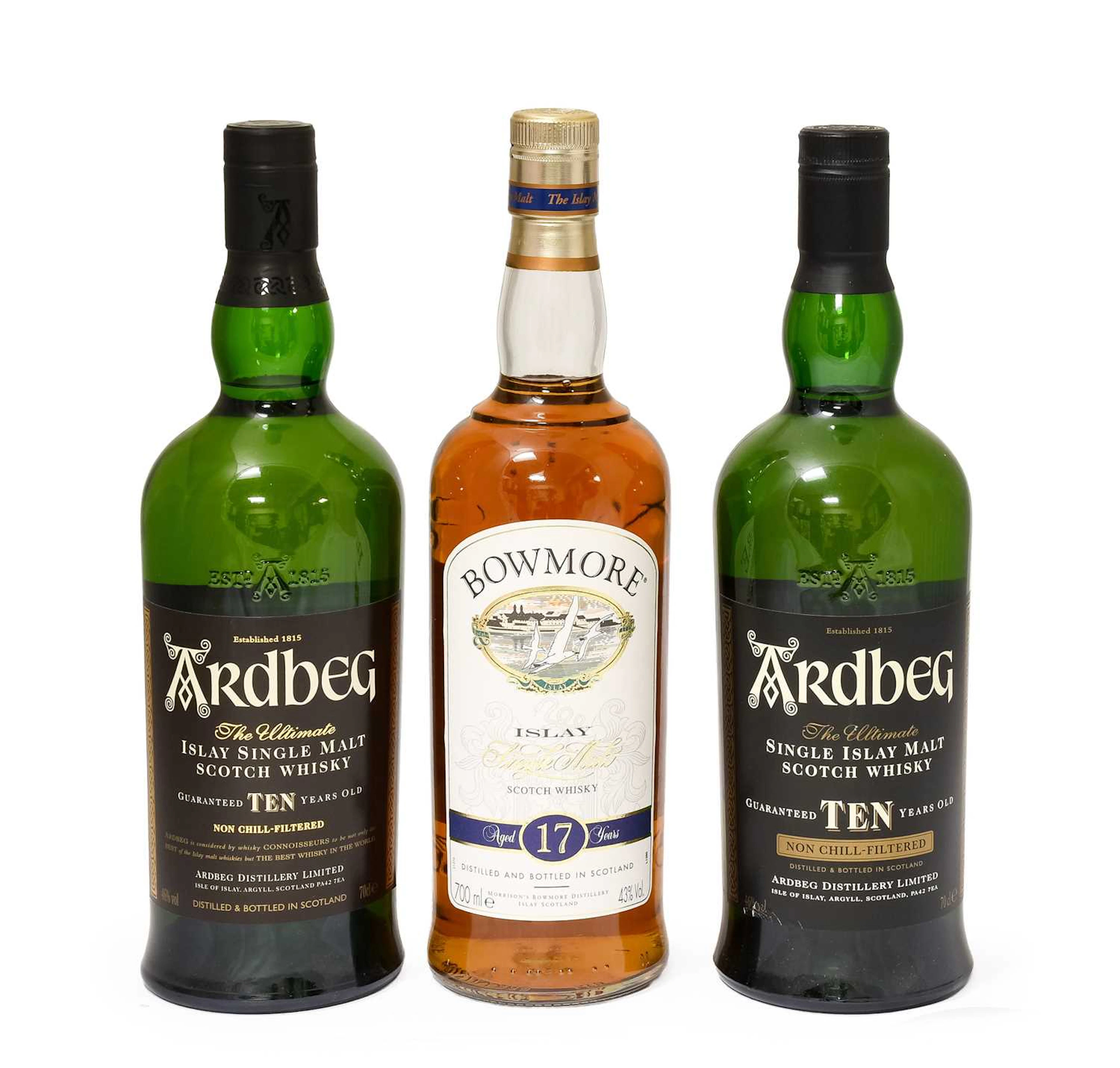 Bowmore 17 Year Old Islay Single Malt Scotch Whisky, Ardbeg 10 Year