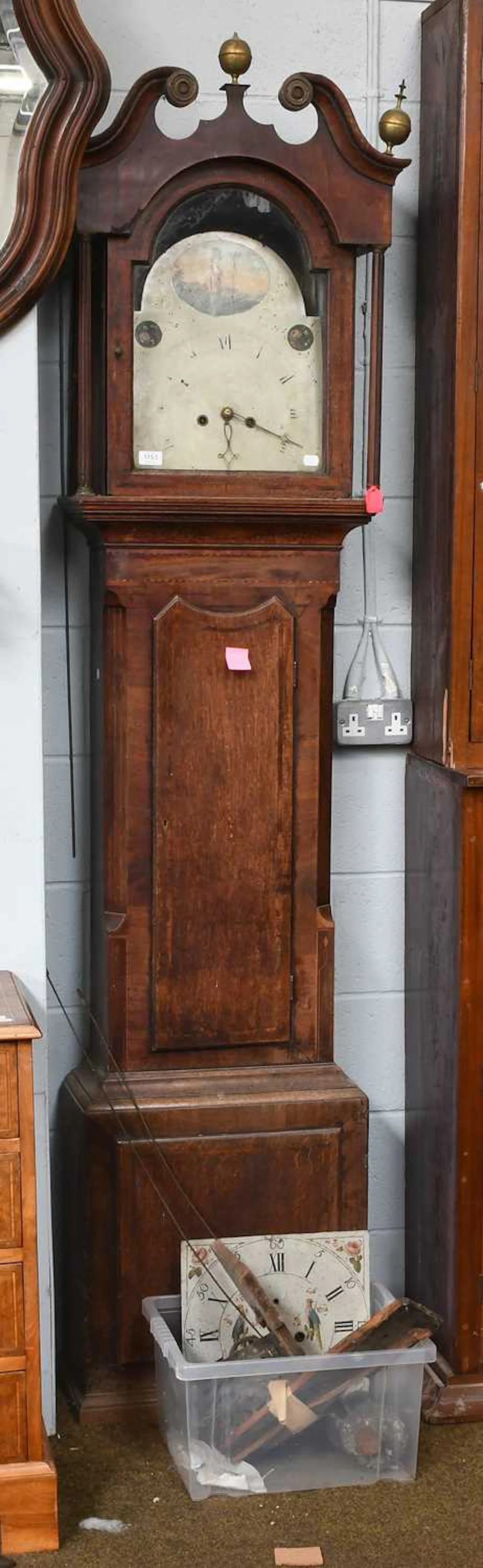 An Oak and Mahogany Eight-Day Painted Dial Longcase Clock