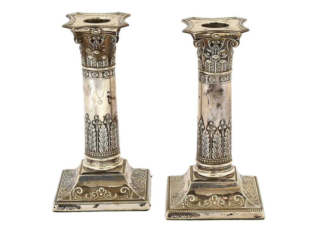 A Pair of Edward VII Silver Candlesticks, by Thomas A. Scott, Sheffield, 1903