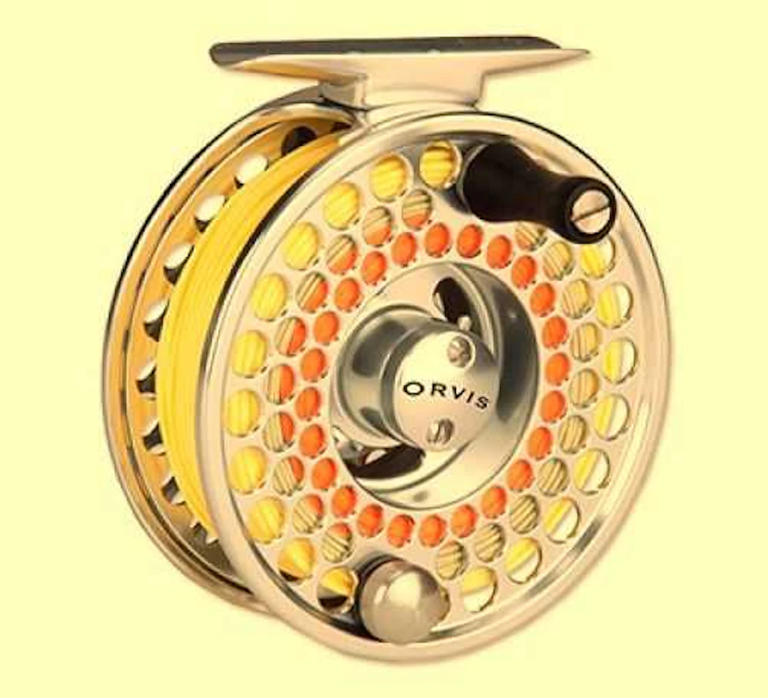 An Orvis Access Mid-Arbor II Fly Reel, loaded with Royal Wulff TT