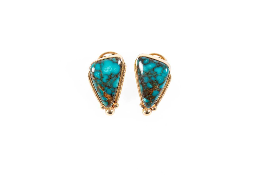A Pair of Turquoise Matrix Earrings