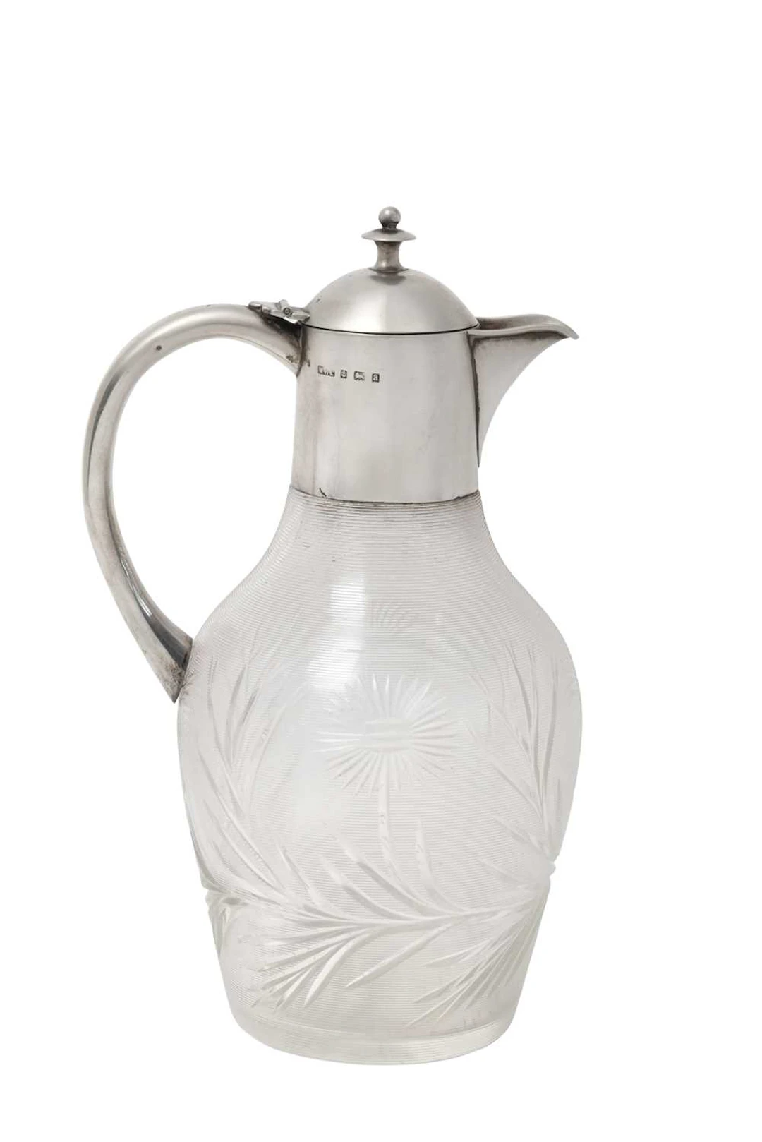 A Victorian Silver-Mounted Engraved-Glass Claret-Jug, by William Henry