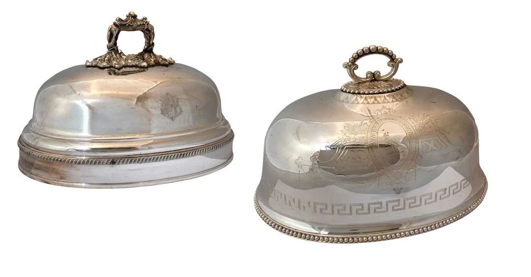 Two Similar Silver Plate Meat-Dish Covers