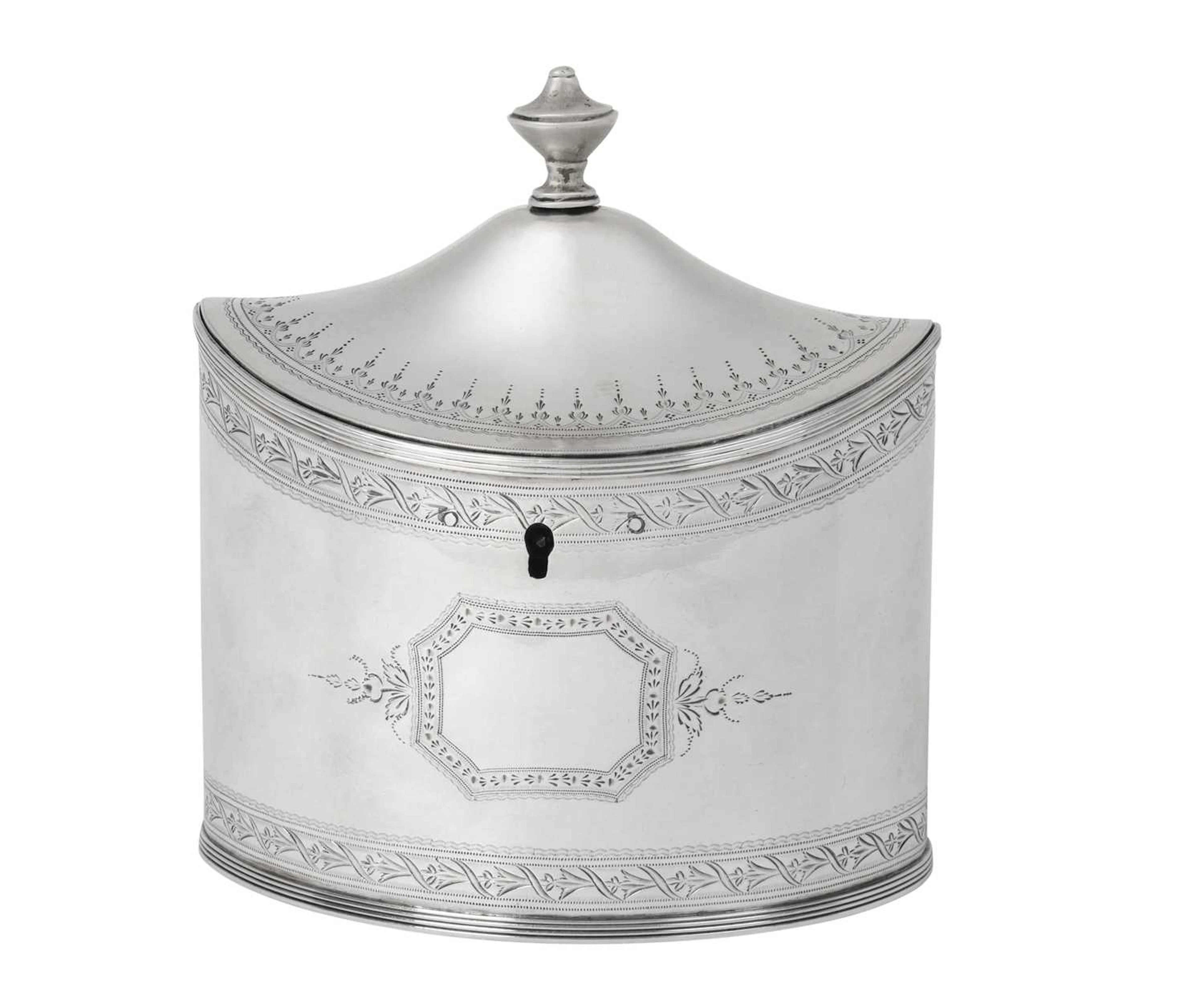 A George III Silver Tea-Caddy by Joseph Scammell, London, 1792, by