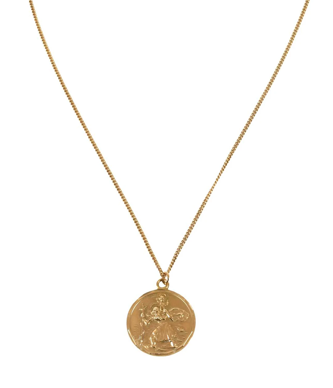 A 9 Gold St Christopher Pendant on A 9 Carat Gold Box Link Chain