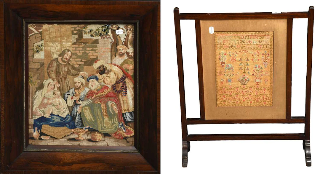 Victorian Woolwork Picture, An Early Alphabet Sampler