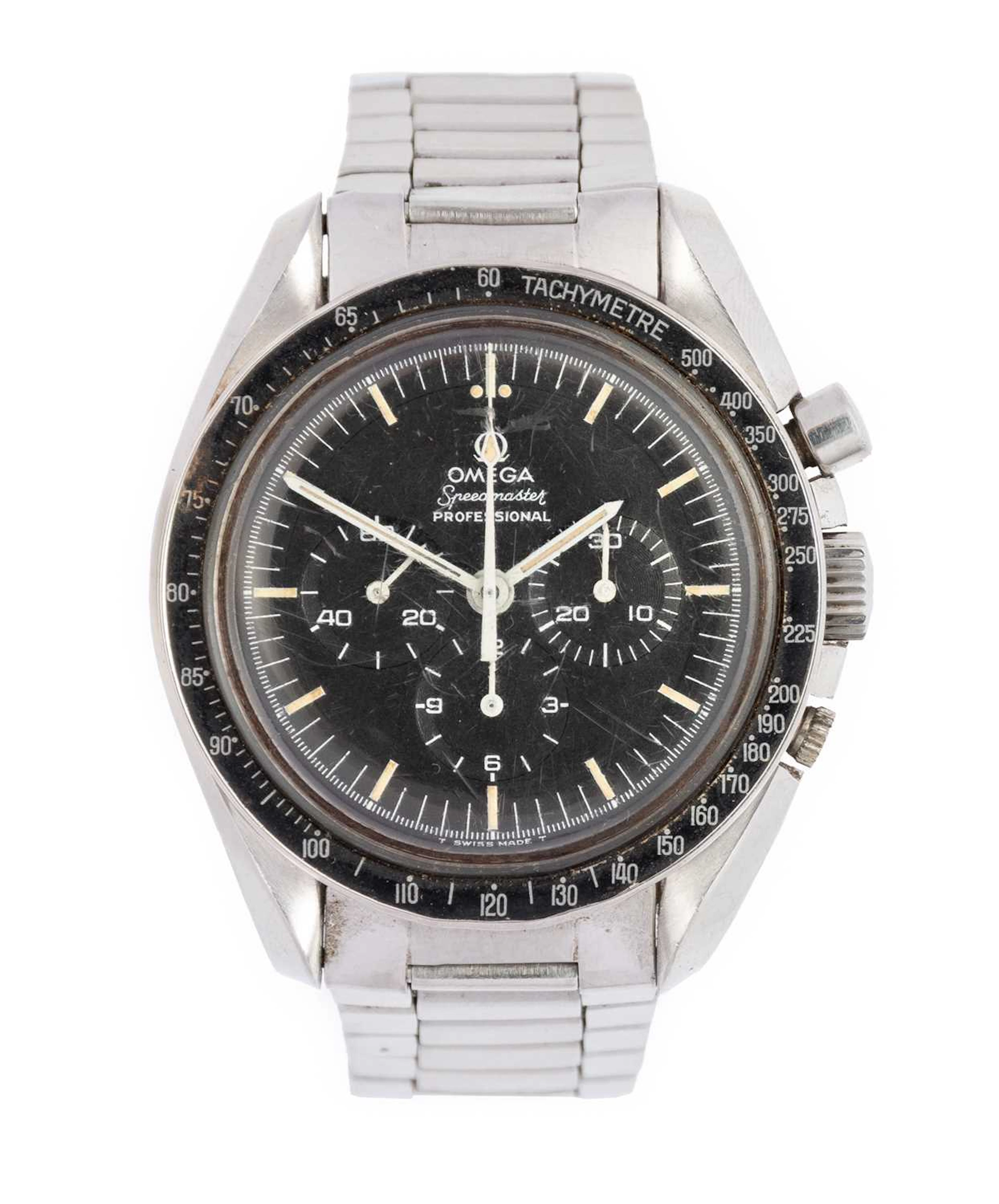 Omega: A Stainless Steel Chronograph Moon Wristwatch, signed Omega