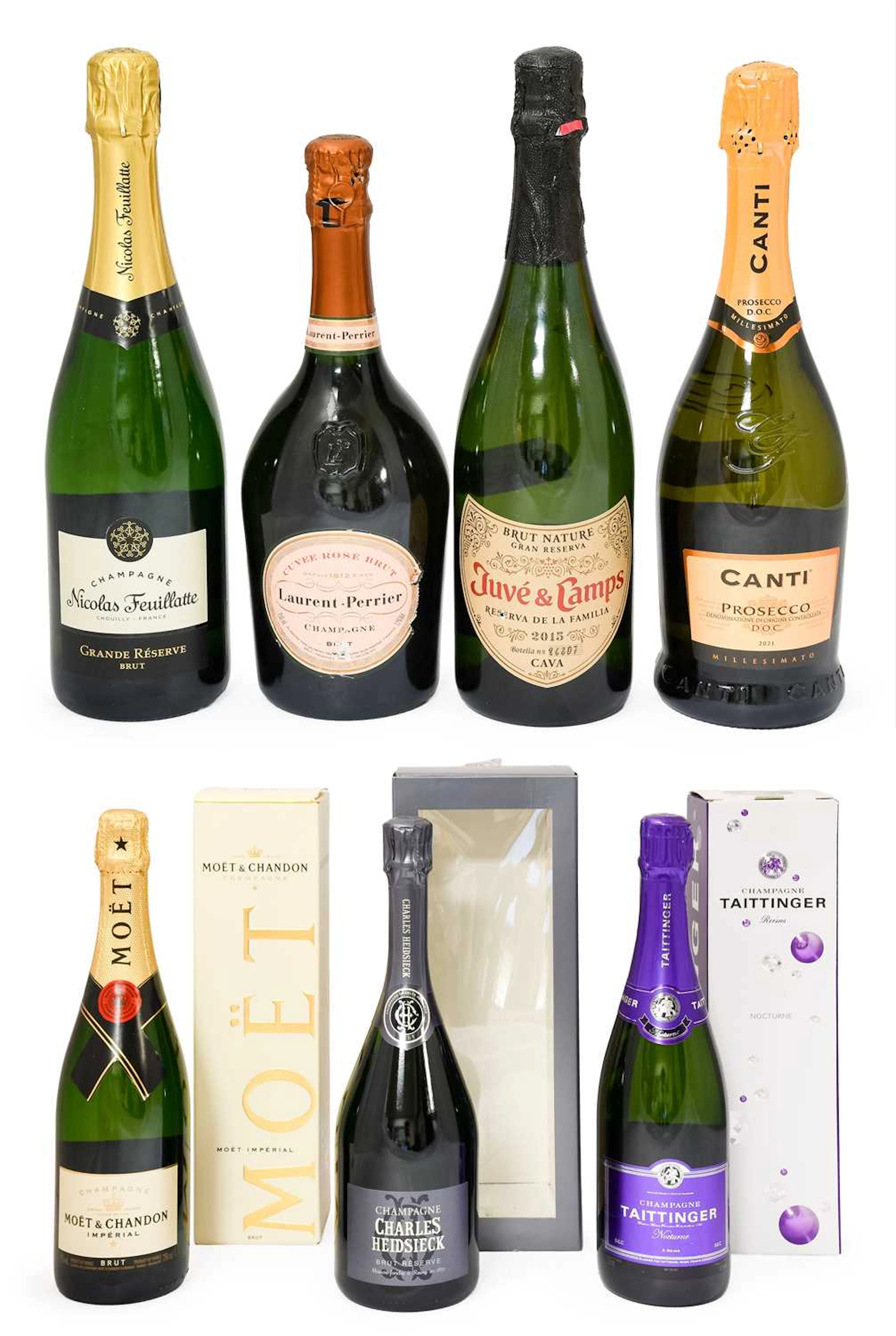 Taittinger Nocturne NV Champagne, Lauren-Perrier NV Brut Rosé Champagne