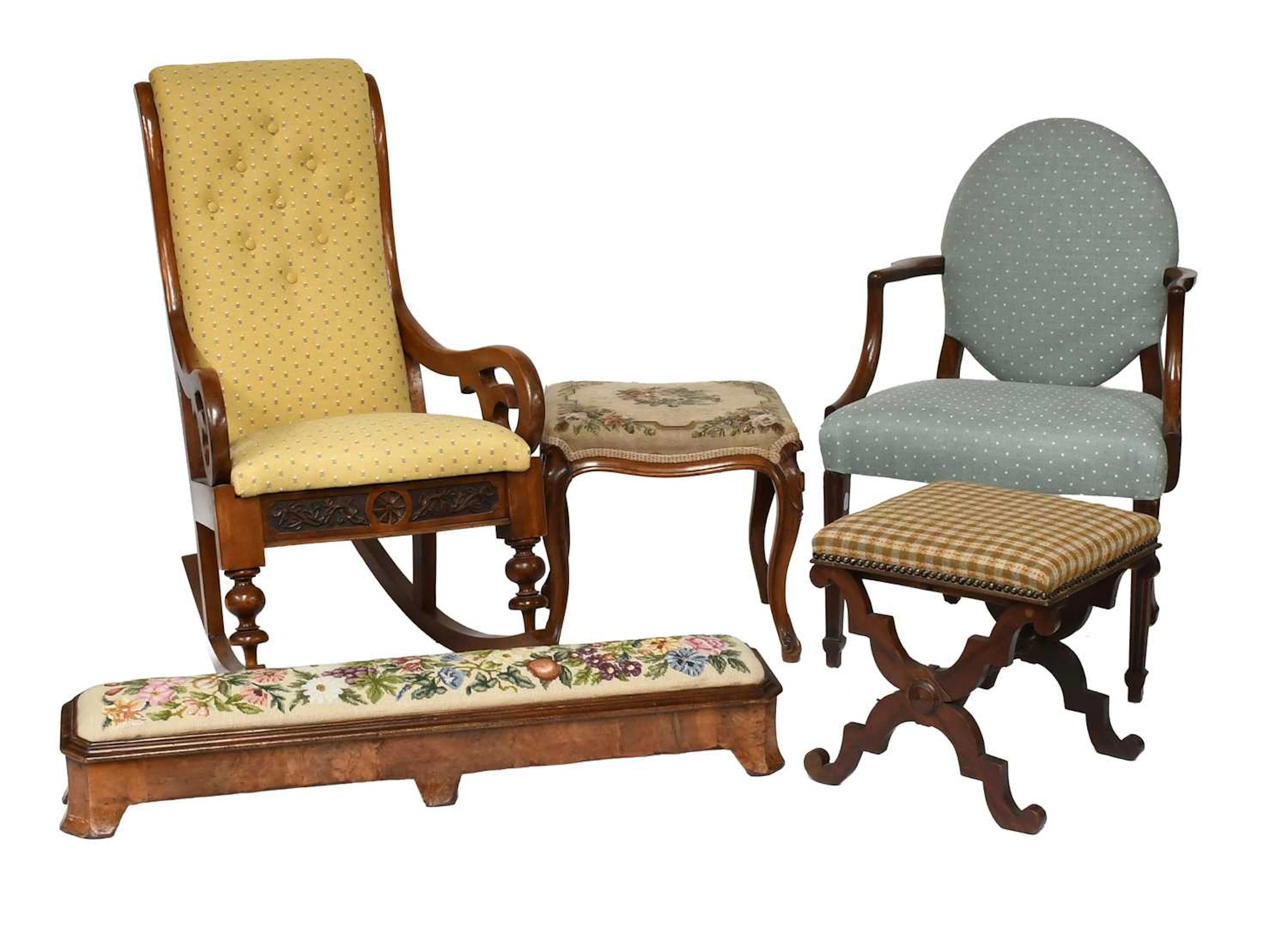 A Victorian Mahogany Framed Rocking Chair