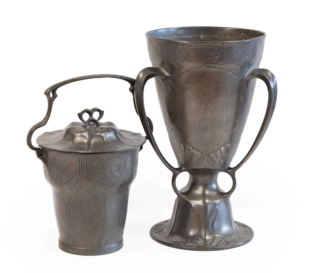 A Jugendstil Kayserzinn Pewter Triple-Handled Trophy Cup