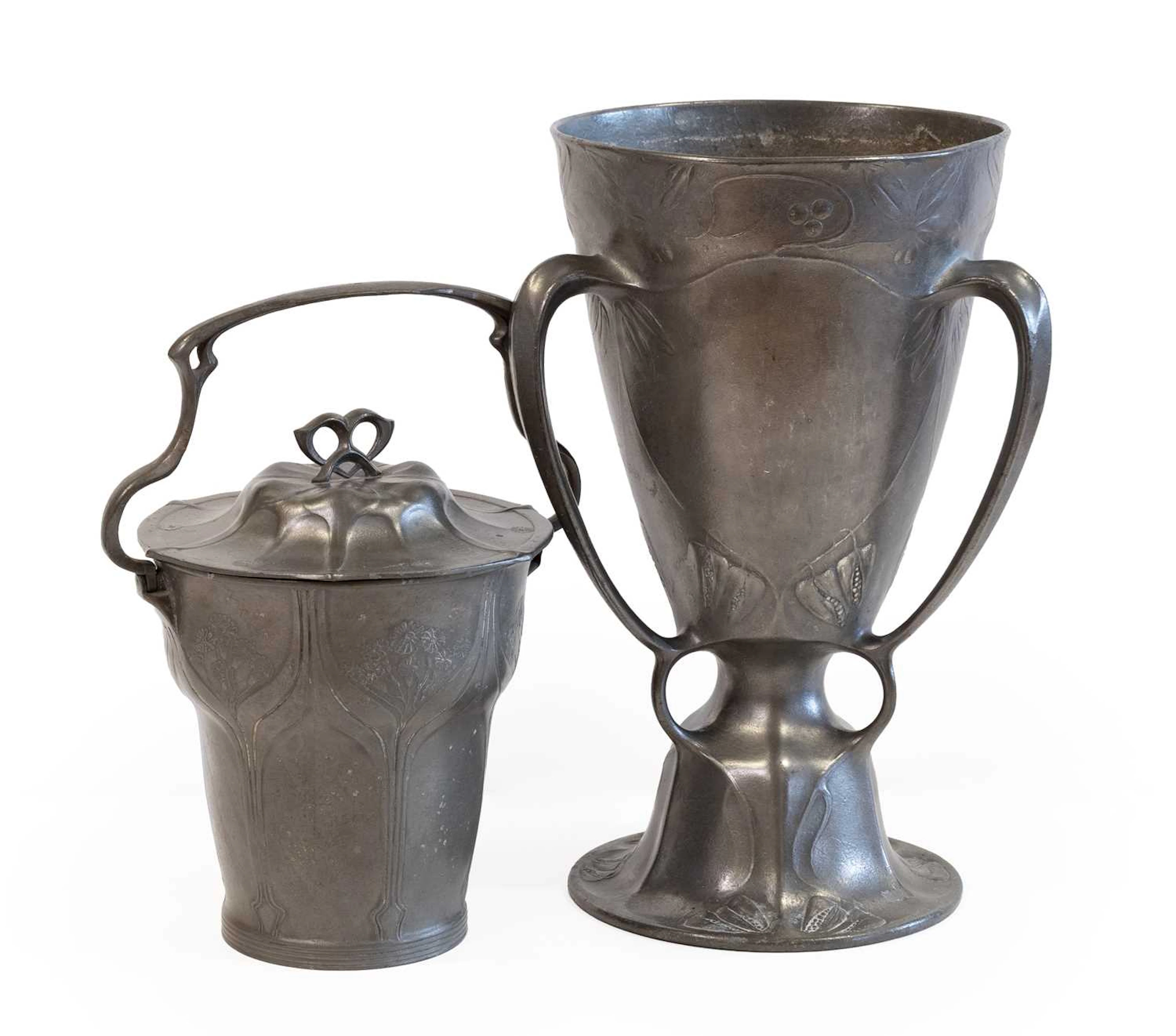 A Jugendstil Kayserzinn Pewter Triple-Handled Trophy Cup