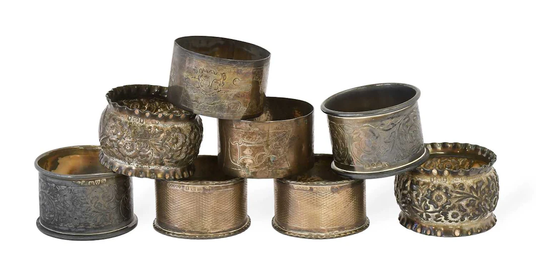 Eight Various Silver Napkin-Rings