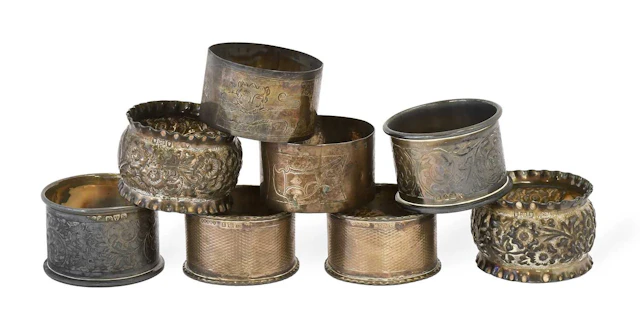 Eight Various Silver Napkin-Rings
