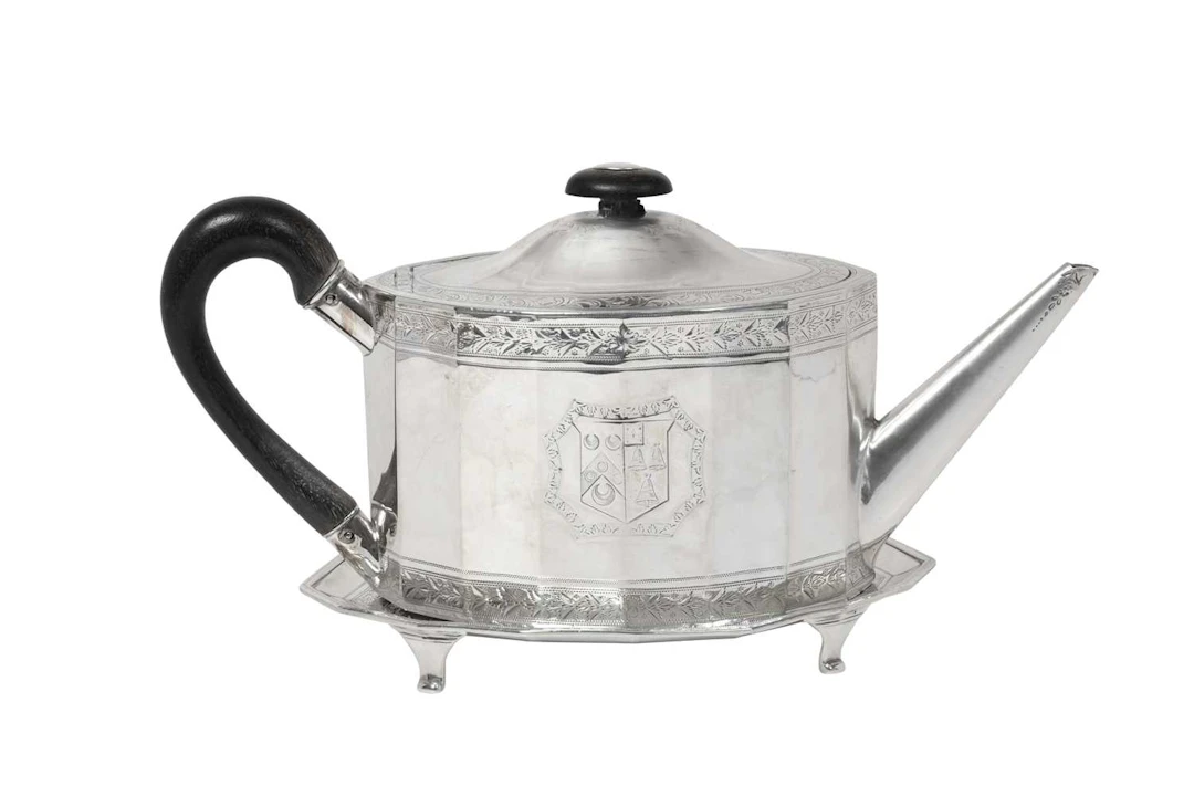 A George III Silver Teapot and Teapot-Stand by Andrew Fogelberg and