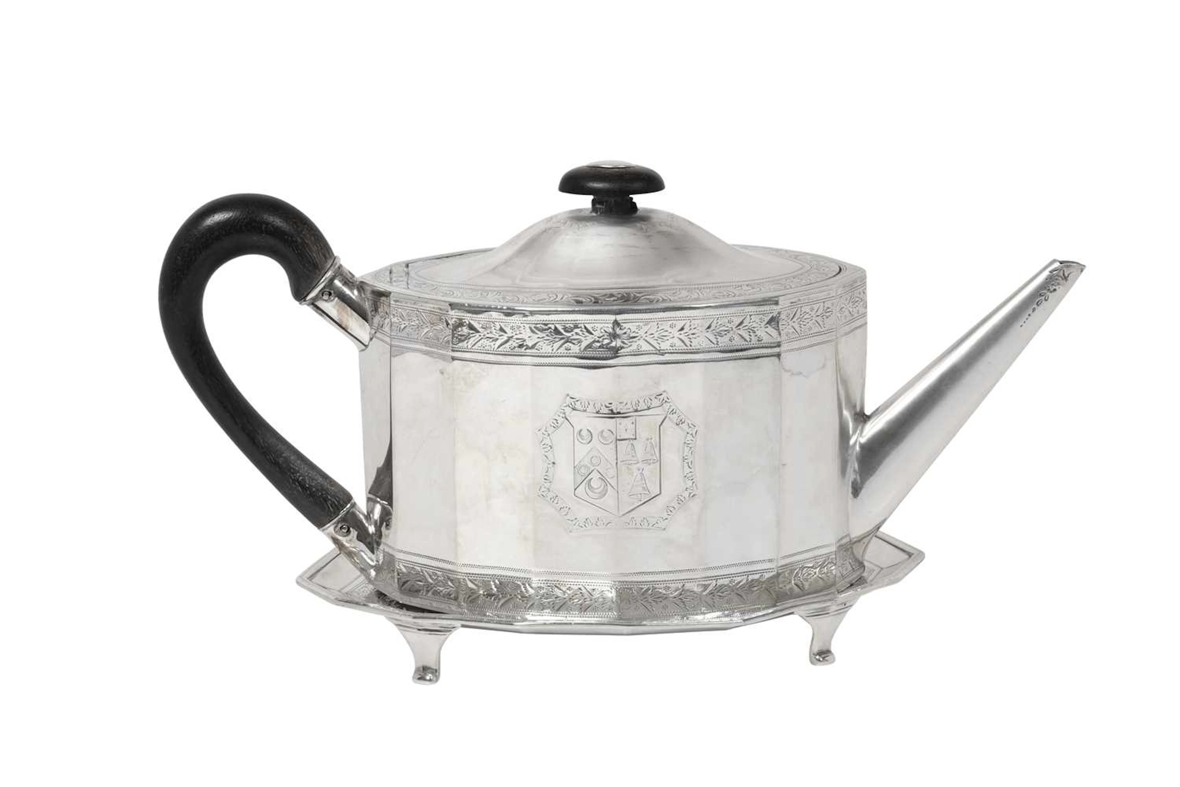 A George III Silver Teapot and Teapot-Stand by Andrew Fogelberg and