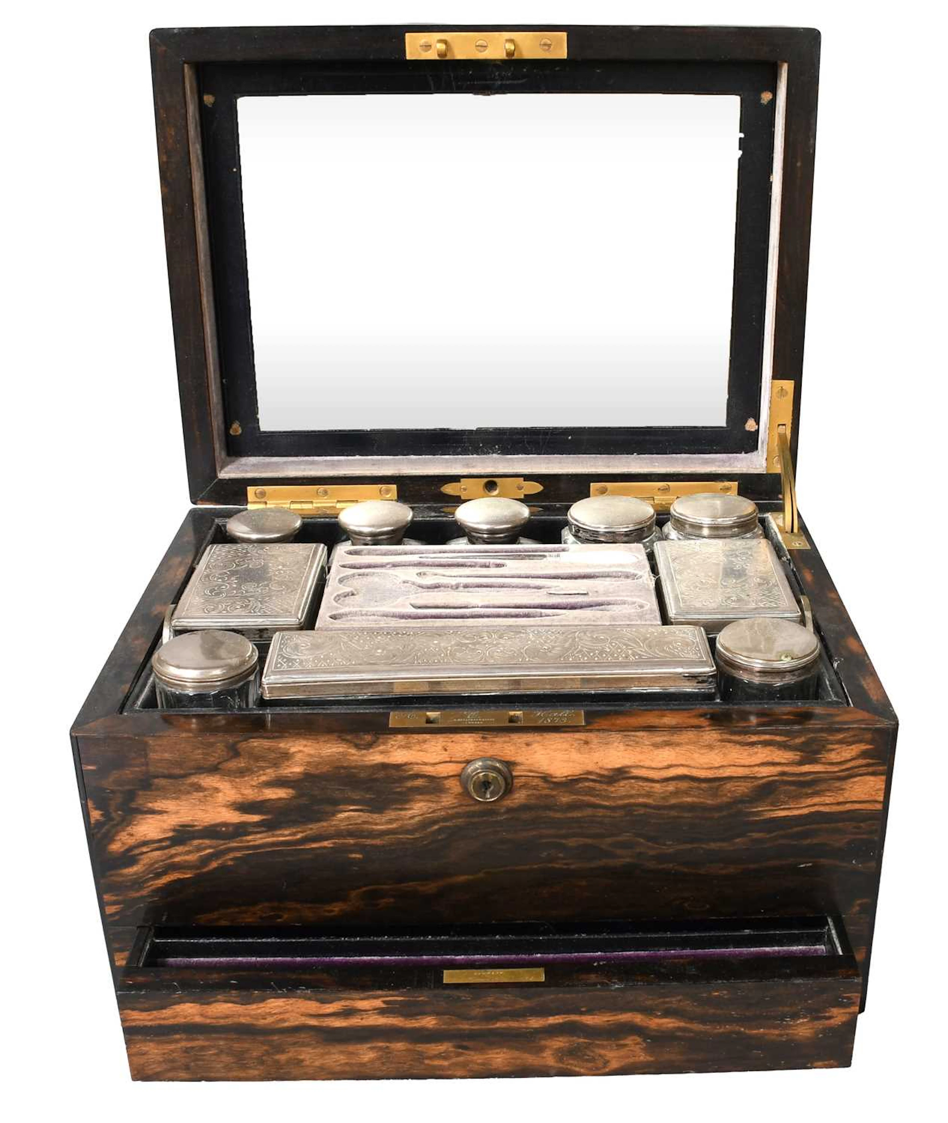 A Mid-Victorian Coromandel Fitted Dressing Box