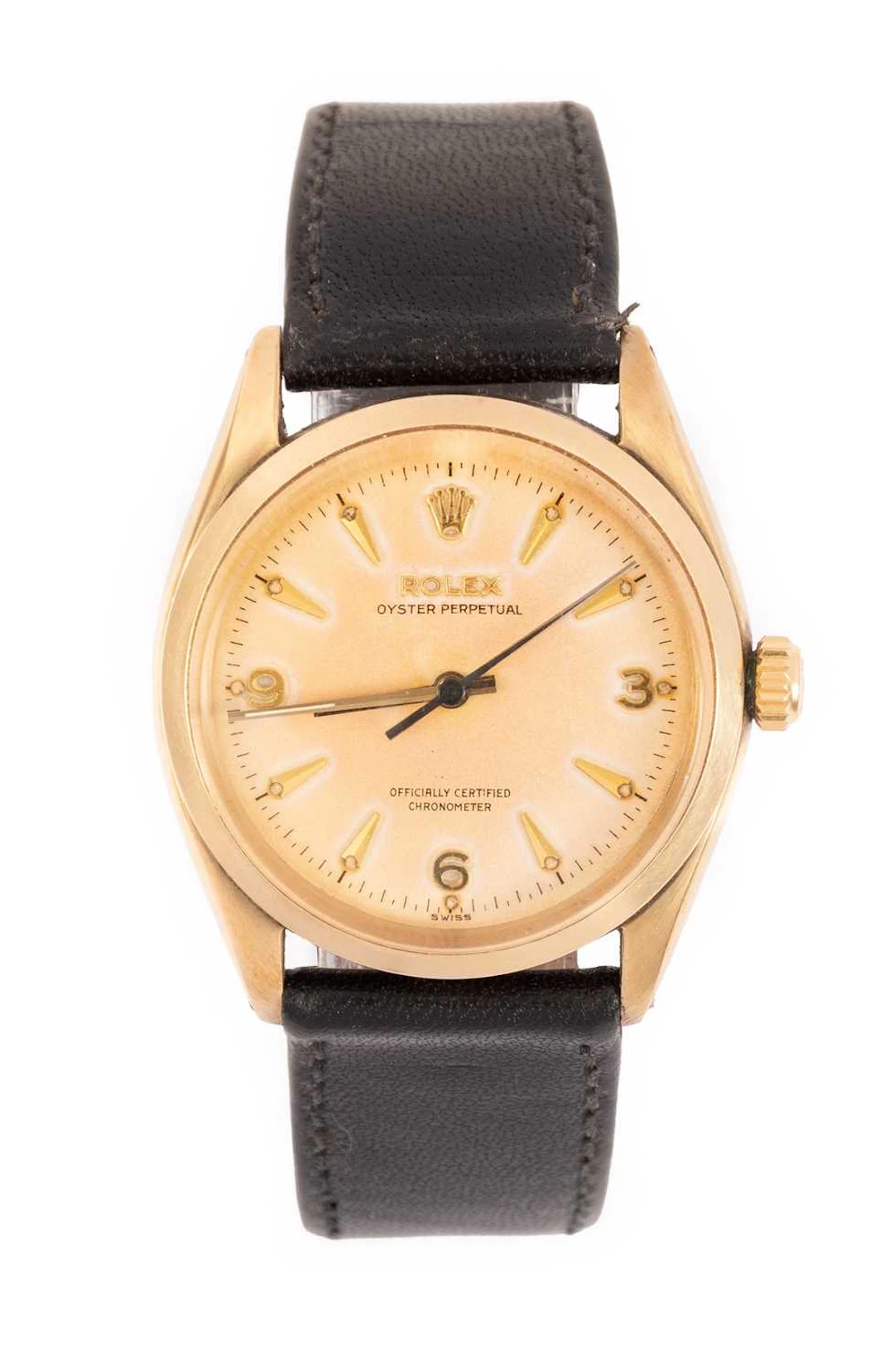 Rolex: A 9 Carat Gold Automatic Centre Seconds Wristwatch, signed