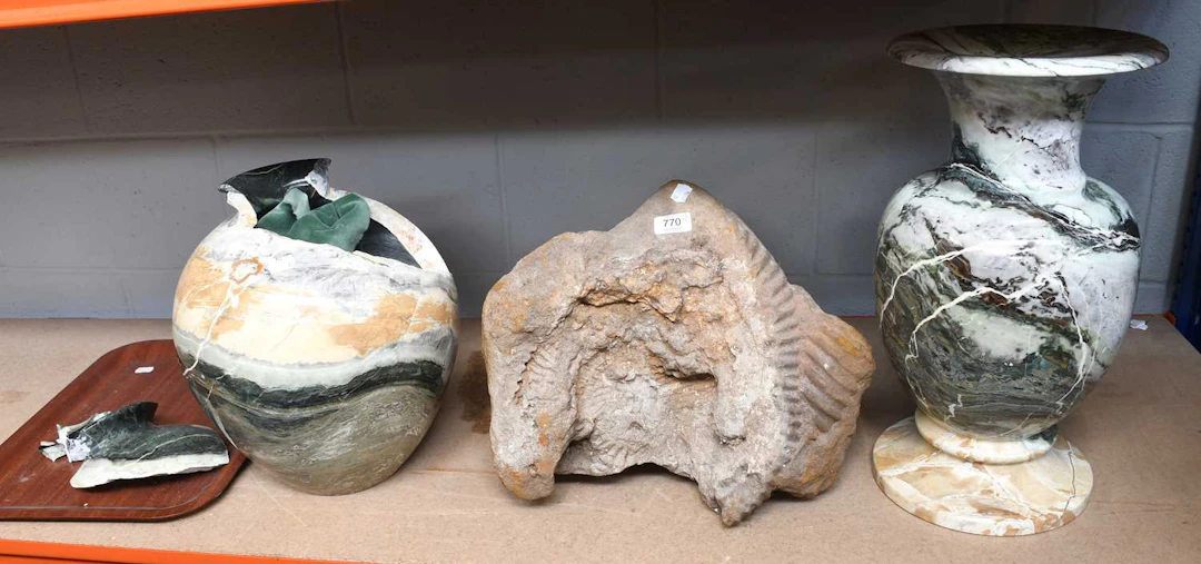 A Large Ammonite Fossil in Sandstone