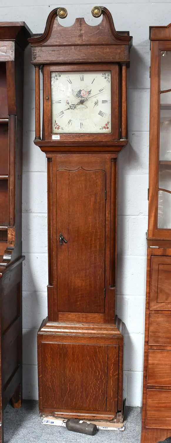 An Oak Thirty Hour Painted Dial Longcase Clock