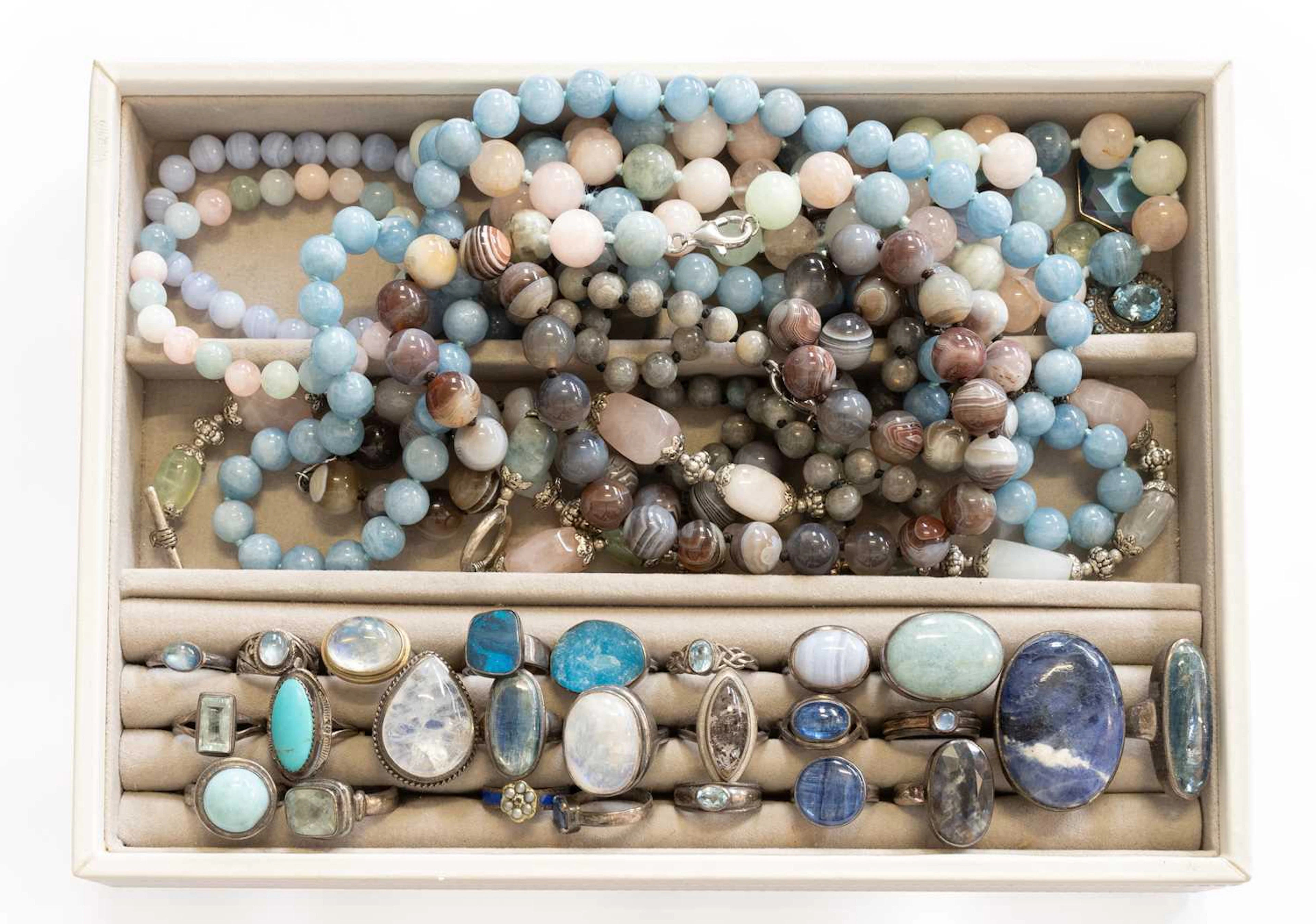 A Quantity of Silver and White Metal Multi-Gem Set Necklaces, Bracelets