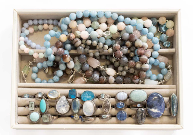 A Quantity of Silver and White Metal Multi-Gem Set Necklaces, Bracelets