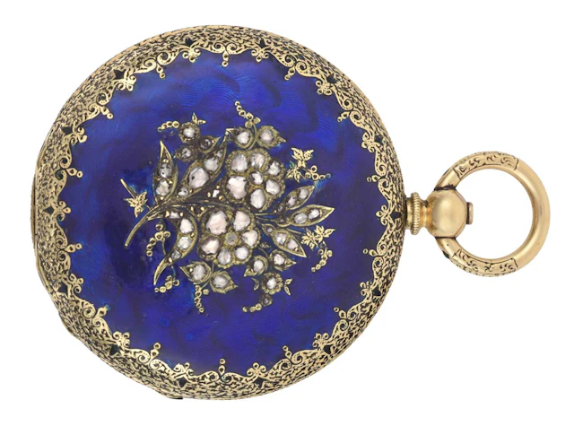 A Lady's Enamel and Diamond Set Fob Watch, circa 1890
