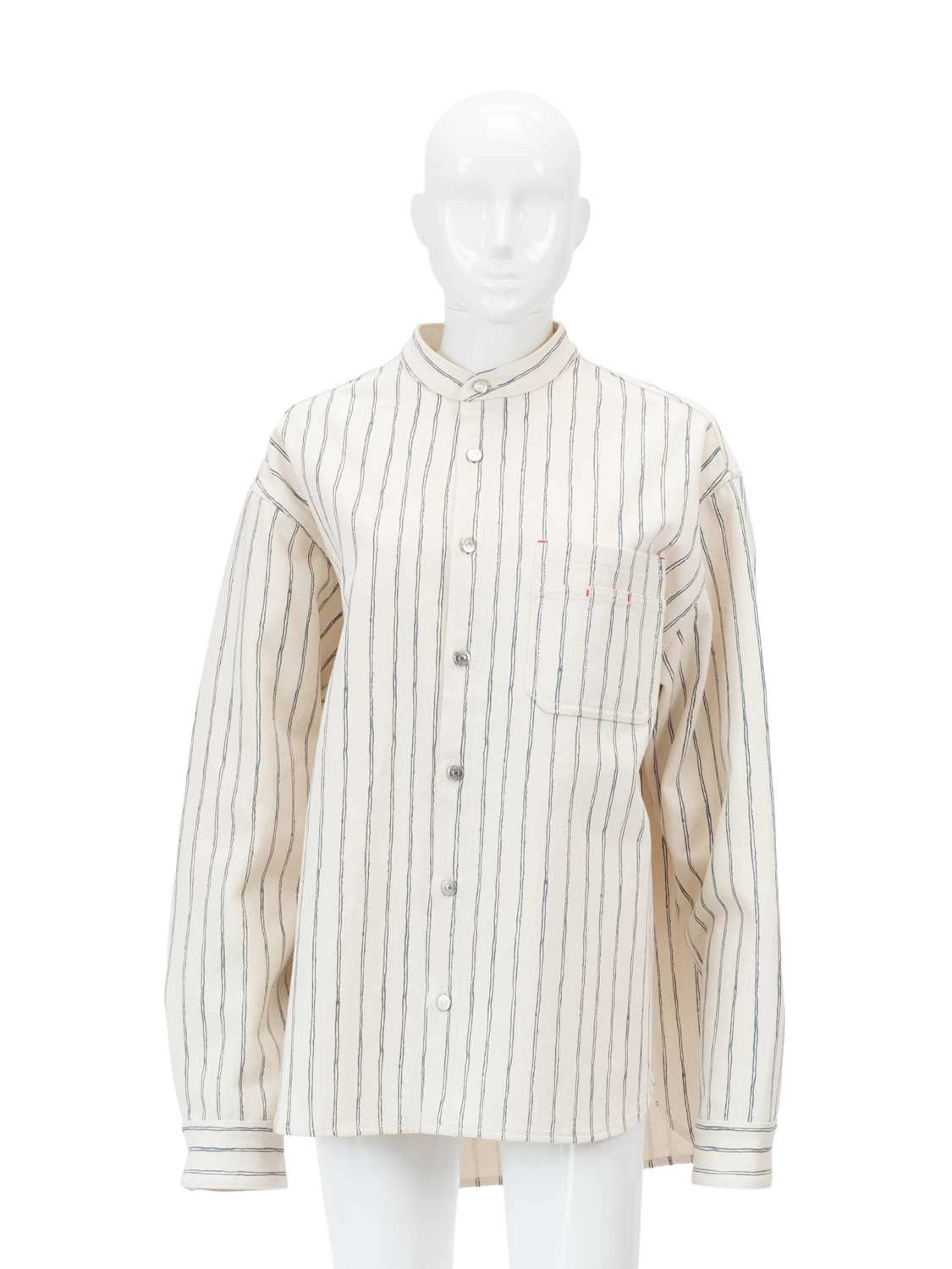 Dior Homme x Lewis Hamilton White and Navy Denim Striped Oversized