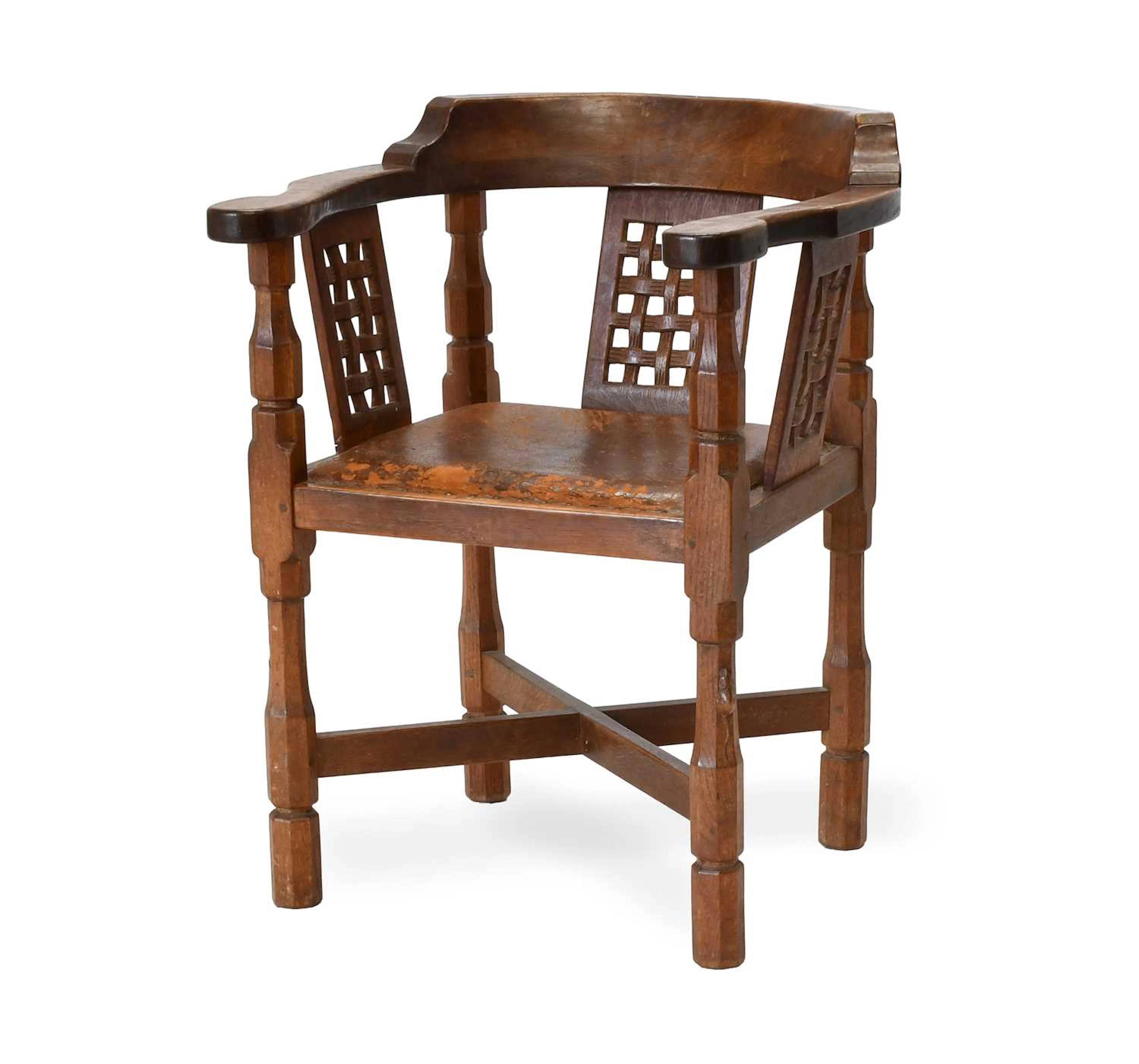 Workshop of Robert Mouseman Thompson (Kilburn): An English Oak Monk's Chair