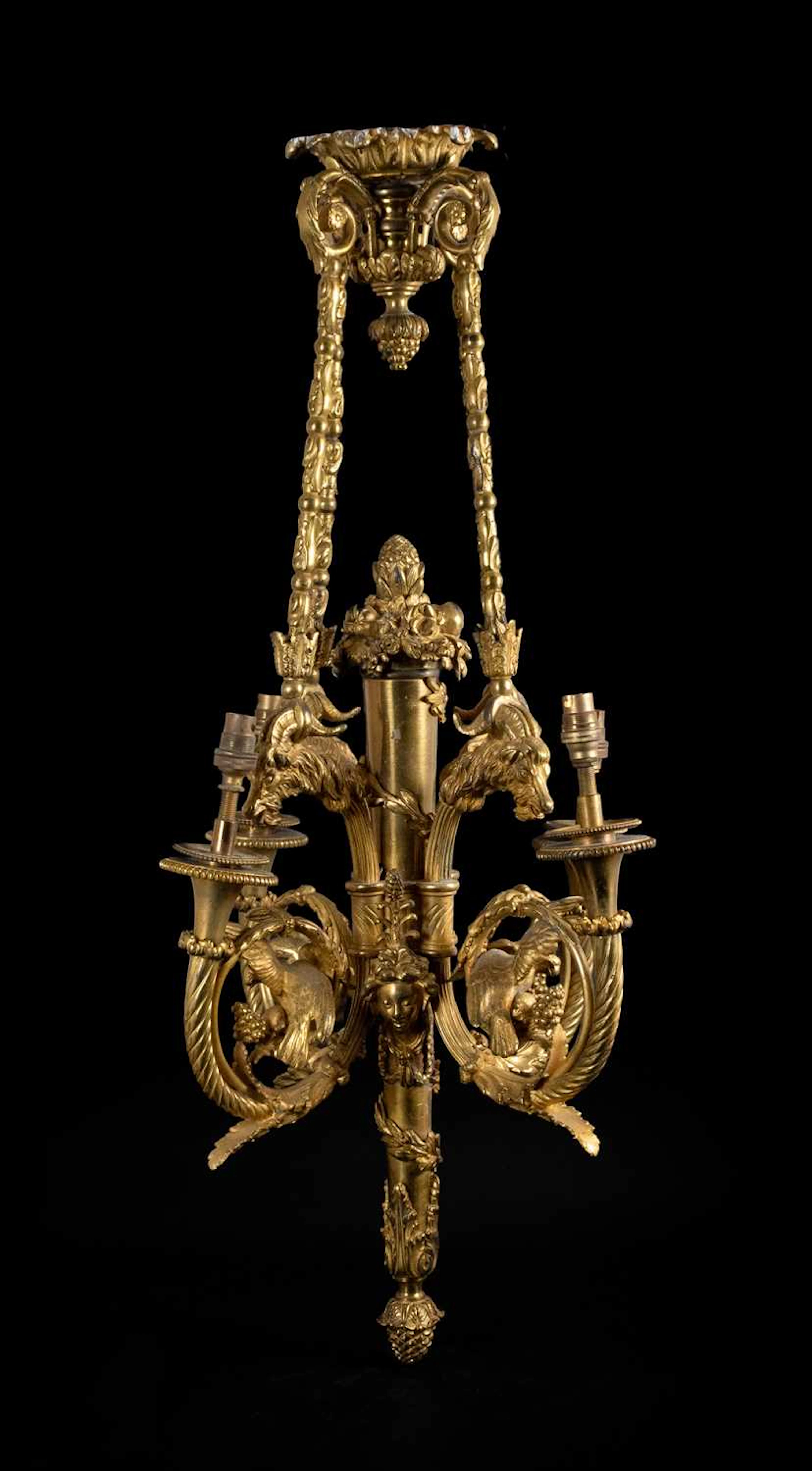 A French Gilt Bronze Four-Light Chandelier, 19th century
