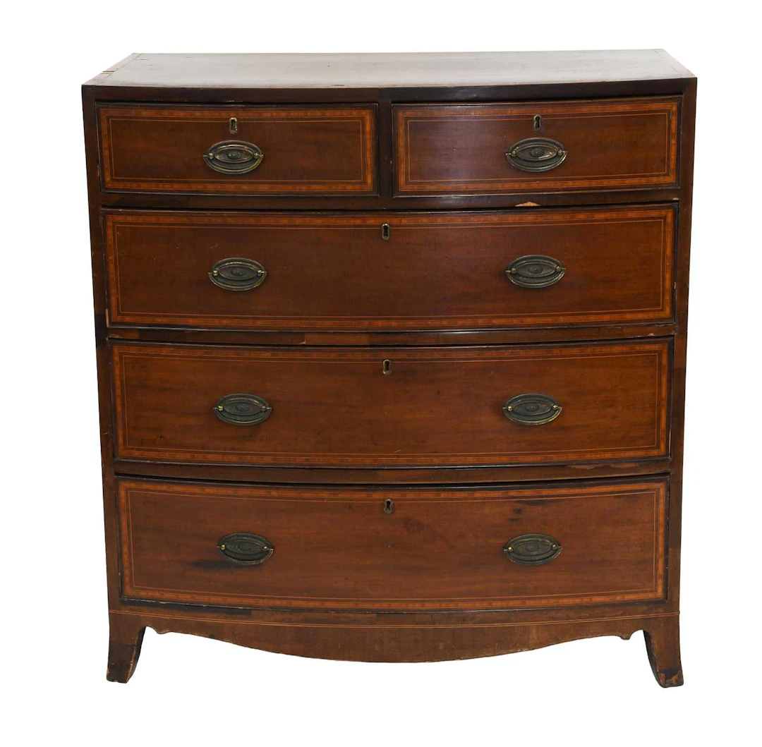 A Regency Mahogany Bow-Front Chest of Drawers